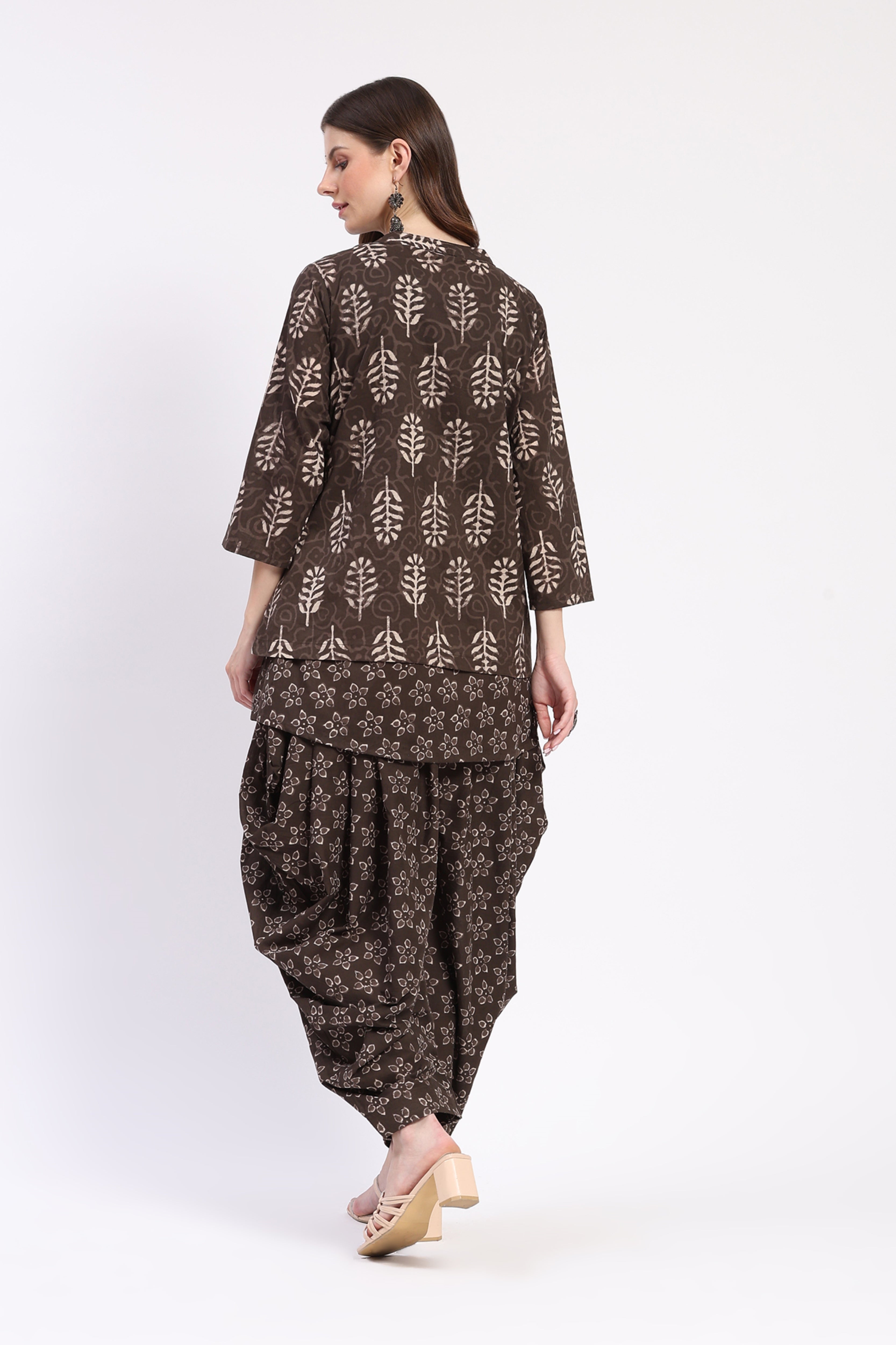 Layered Brown Tunic & Dhoti Co-ord Set