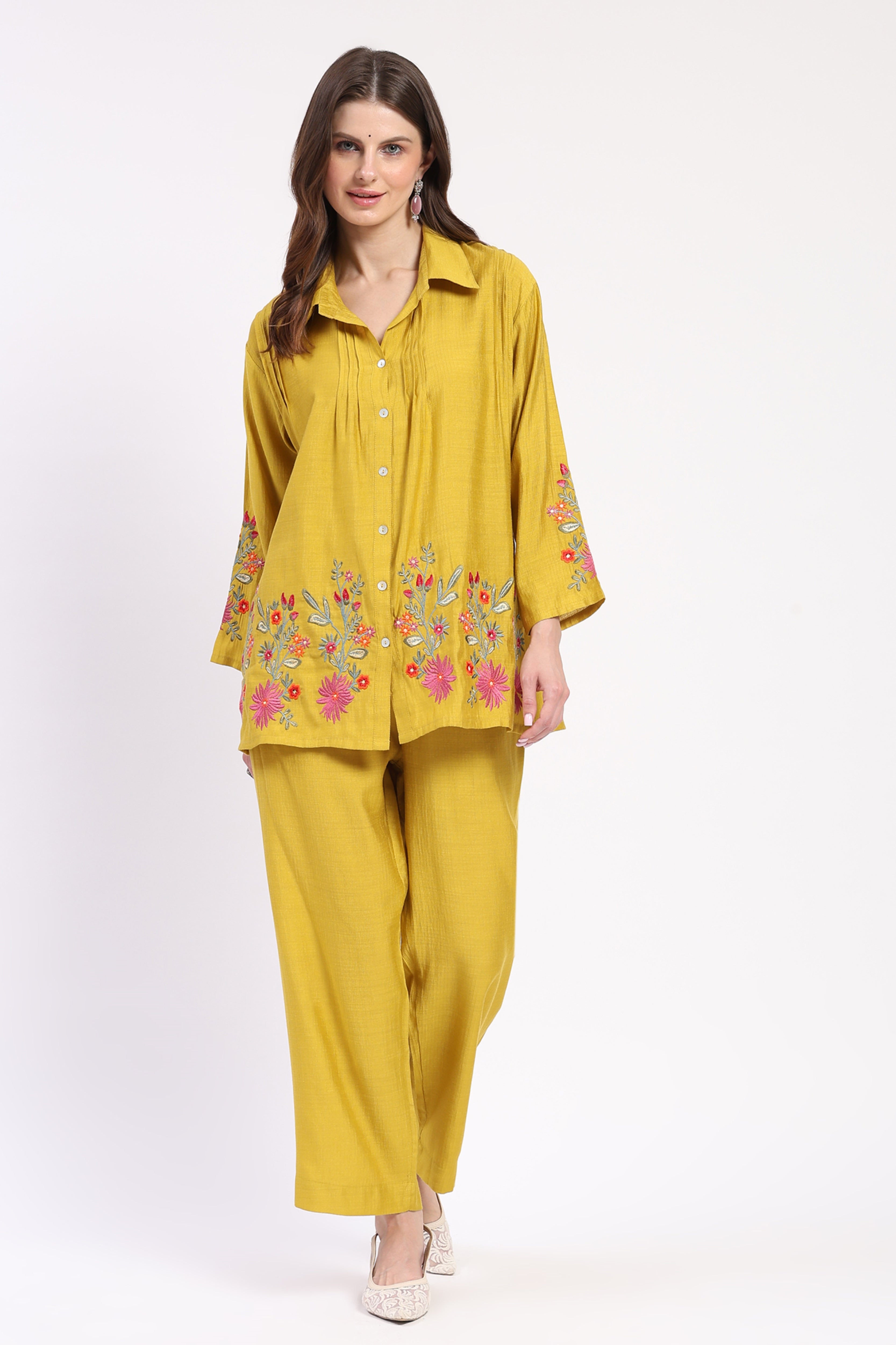 Yellow Embroidered Co-ord Set