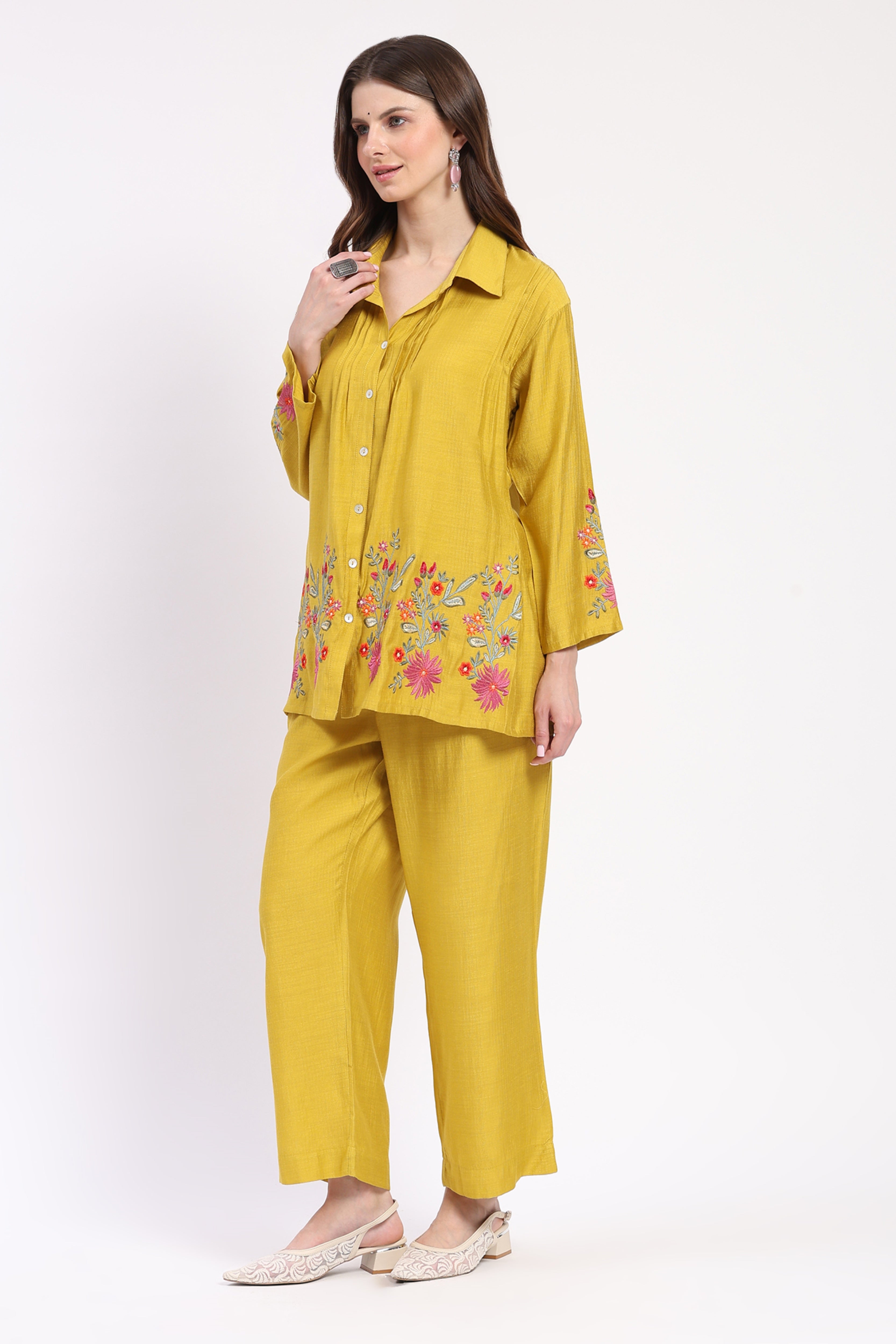 Yellow Embroidered Co-ord Set