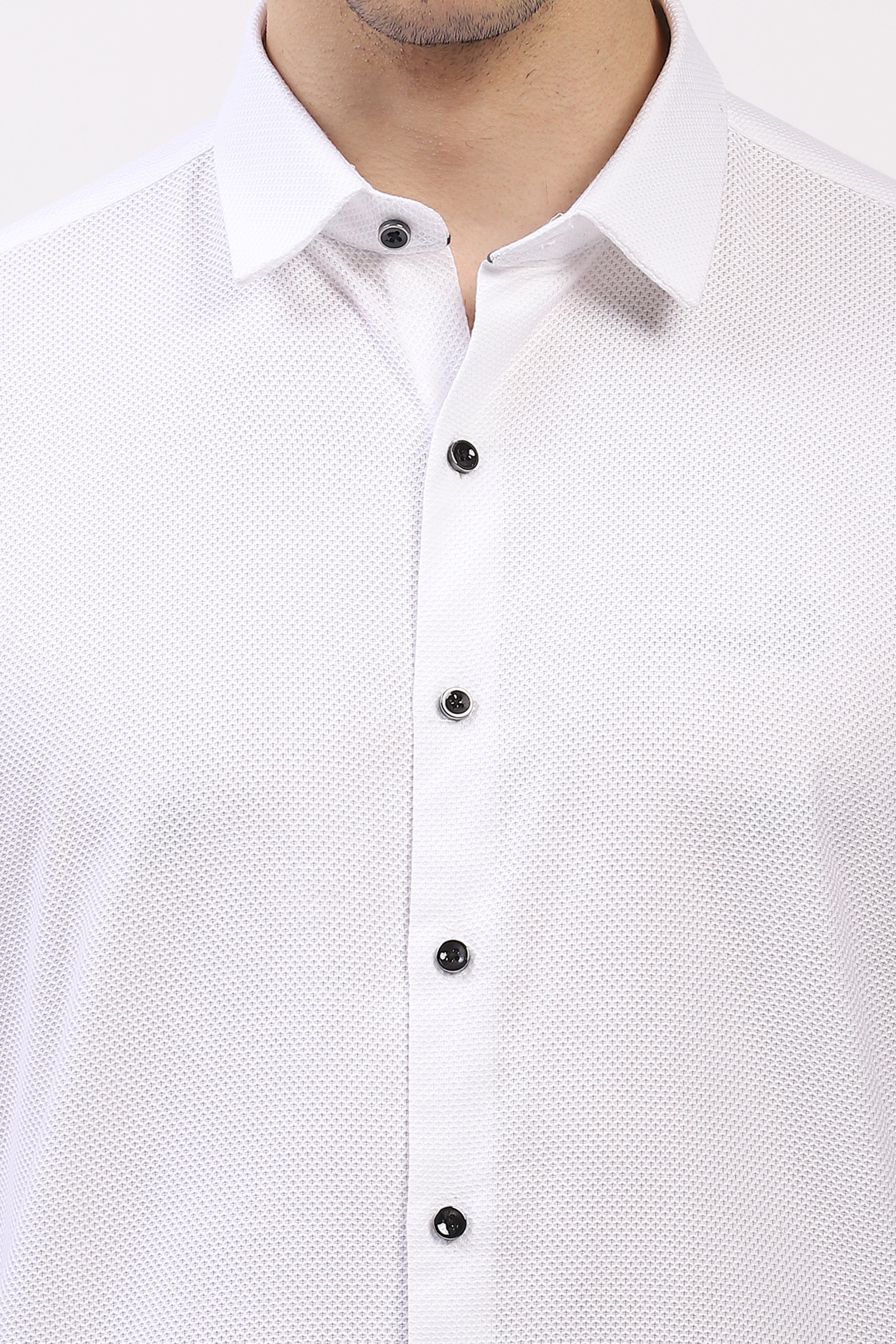 Classic White Self Design Shirt