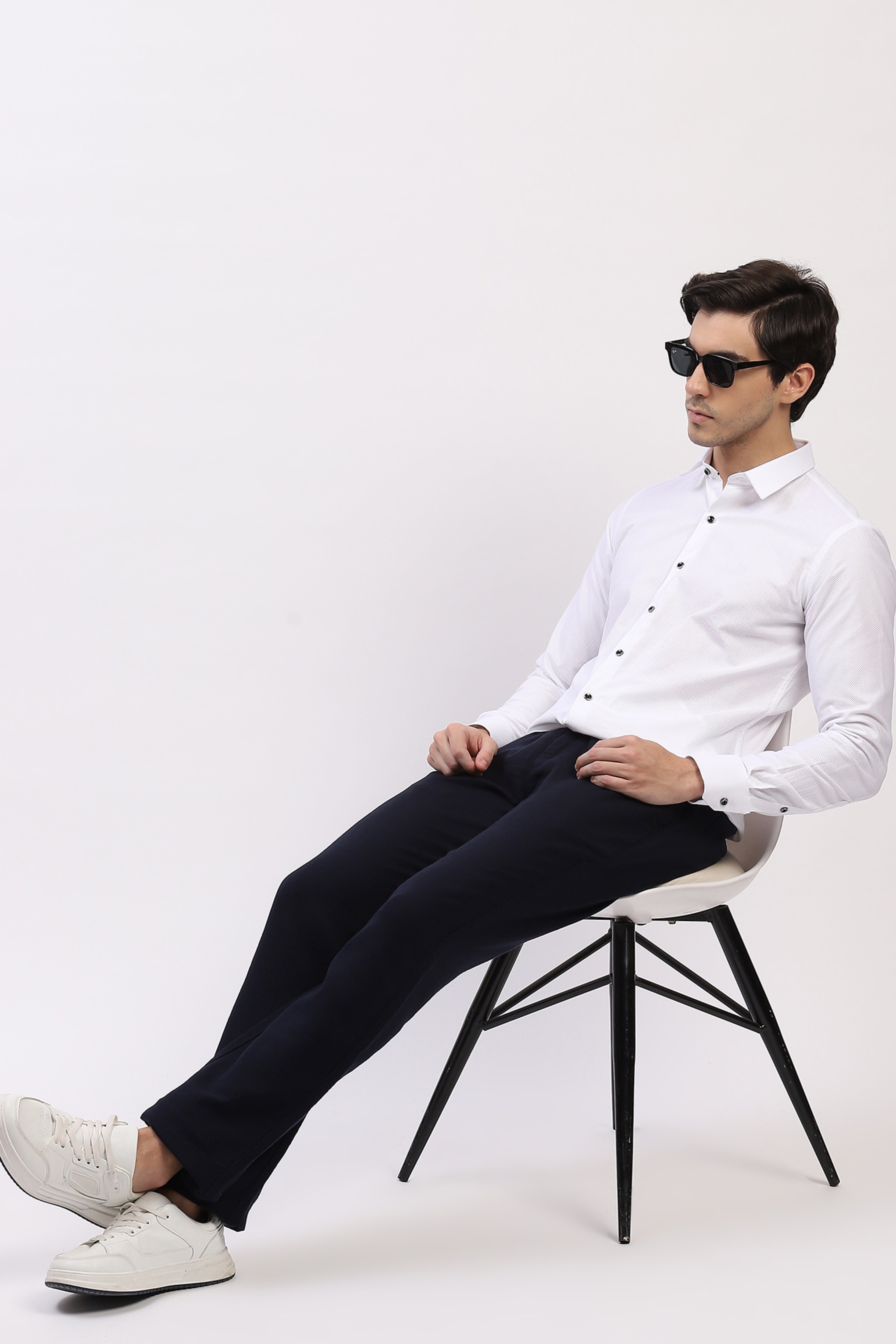 Classic White Self Design Shirt