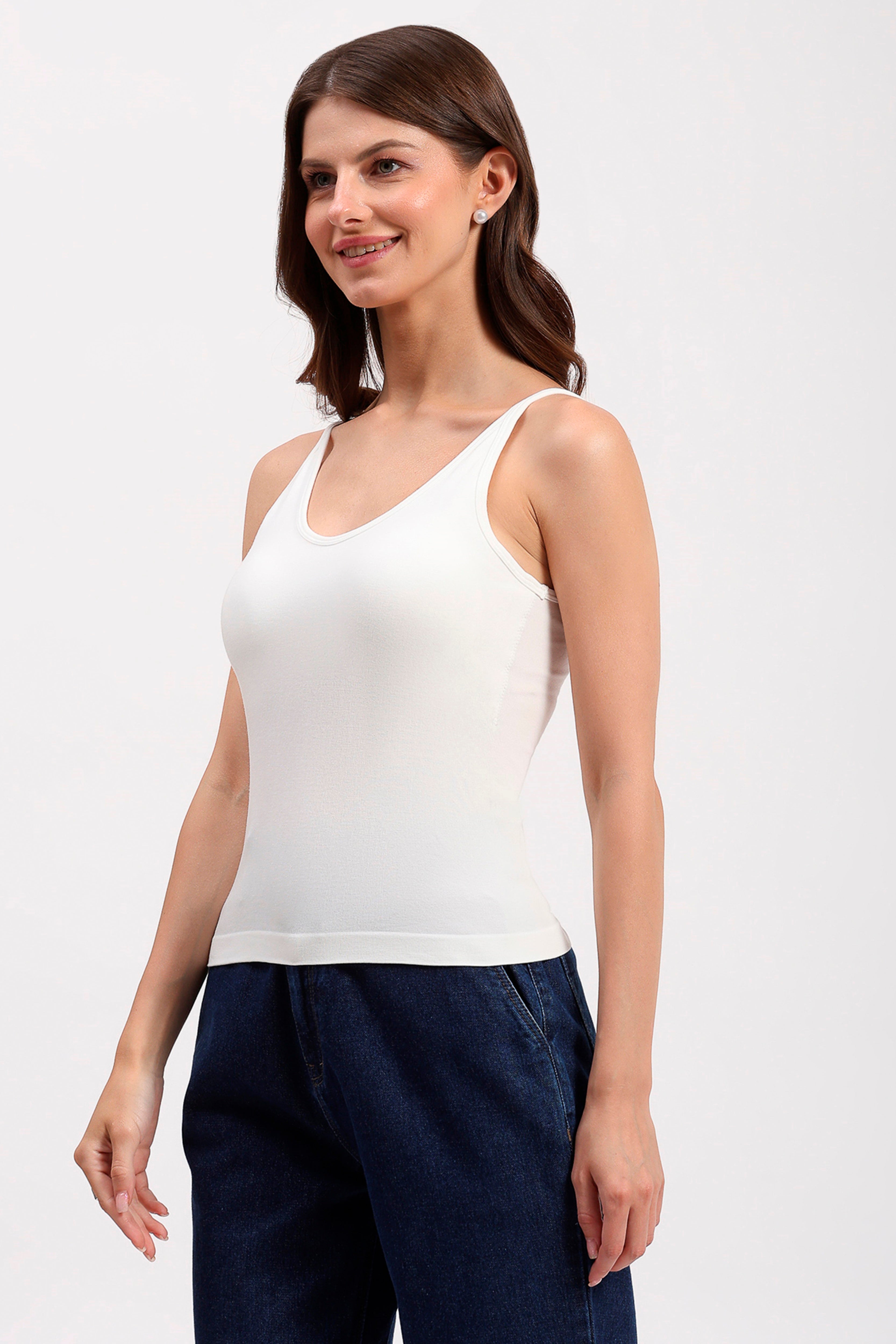 White V-Neck Support Camisole Top