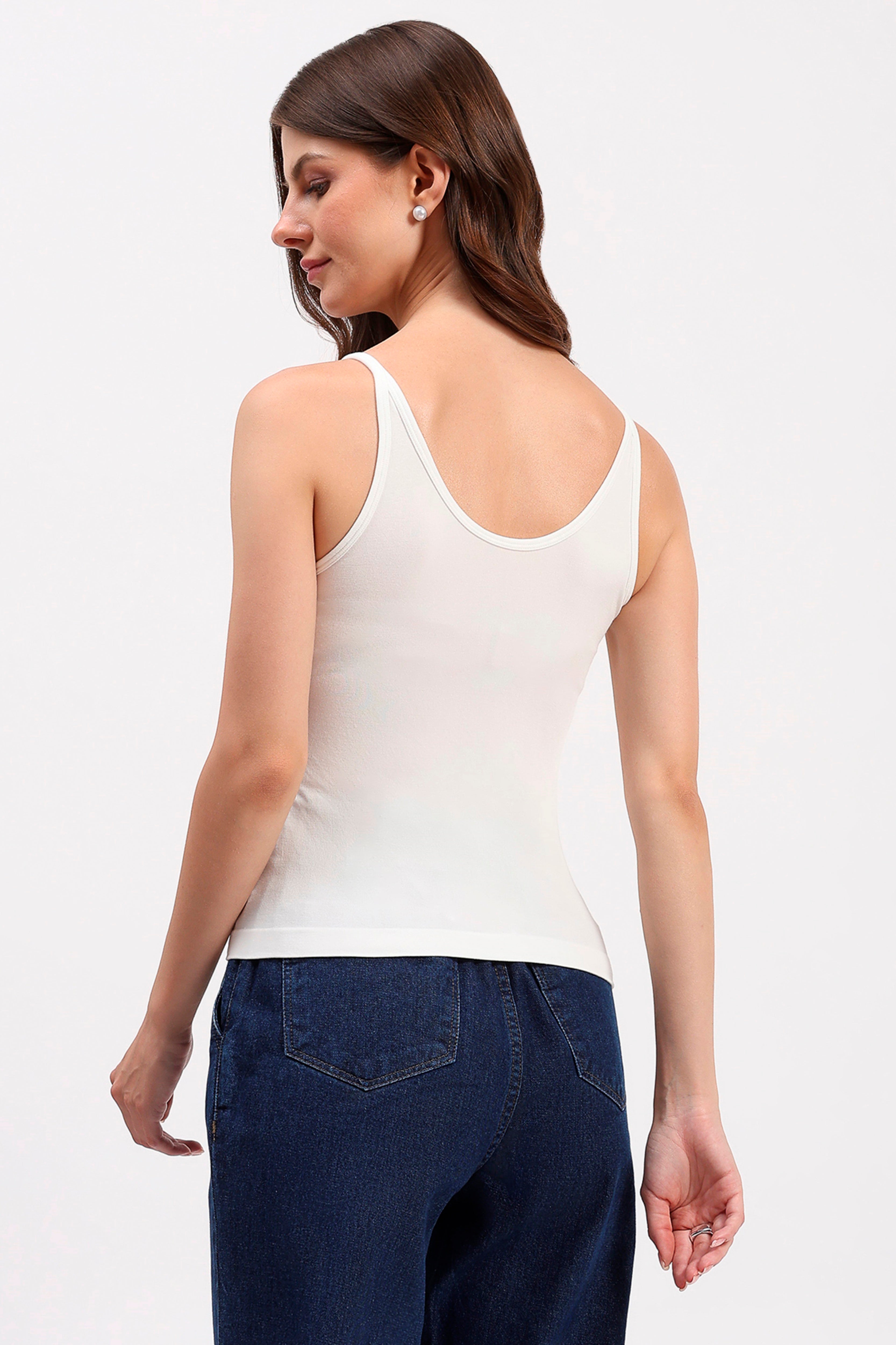 White V-Neck Support Camisole Top