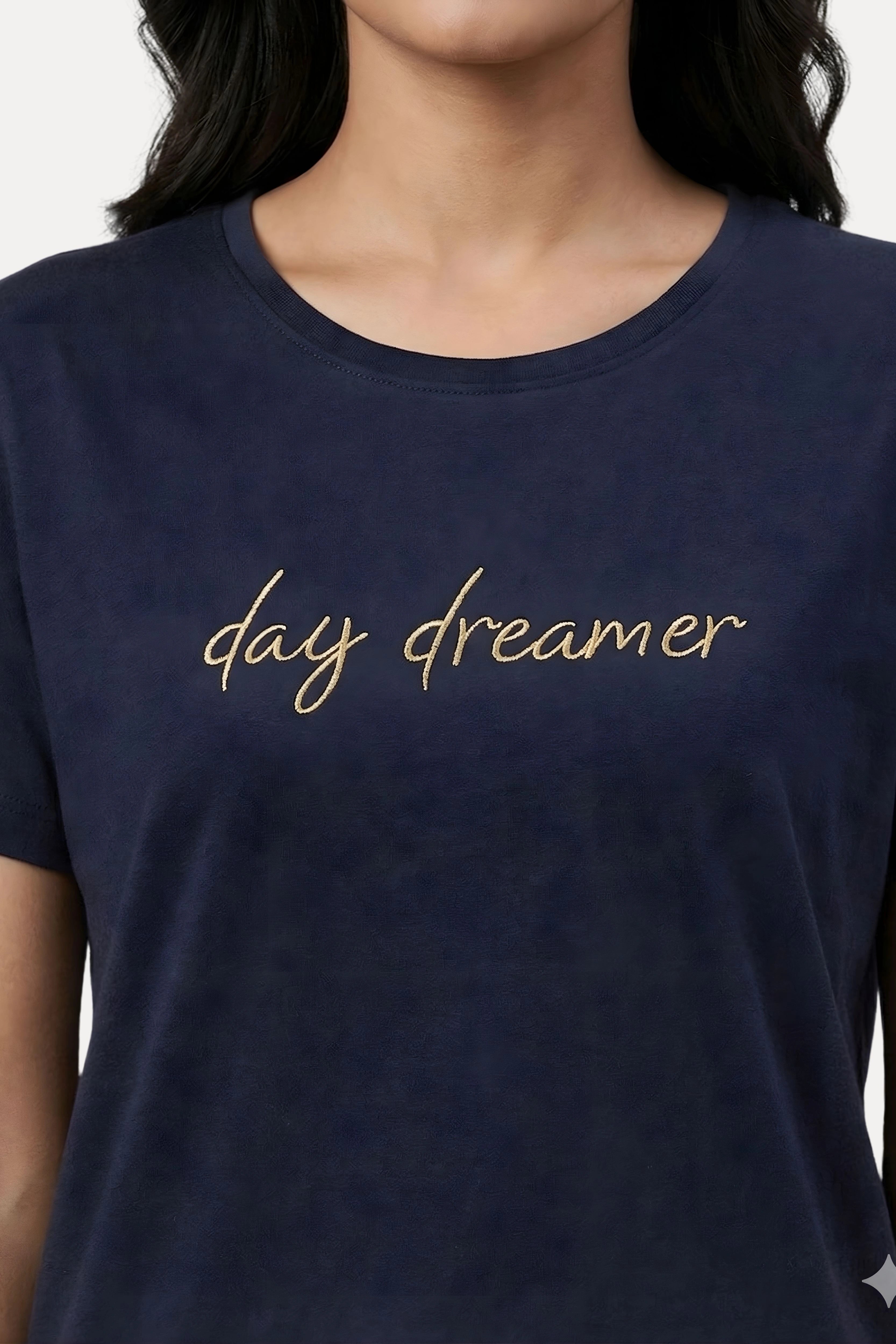 Black Cotton Hosiery Night Suit Set