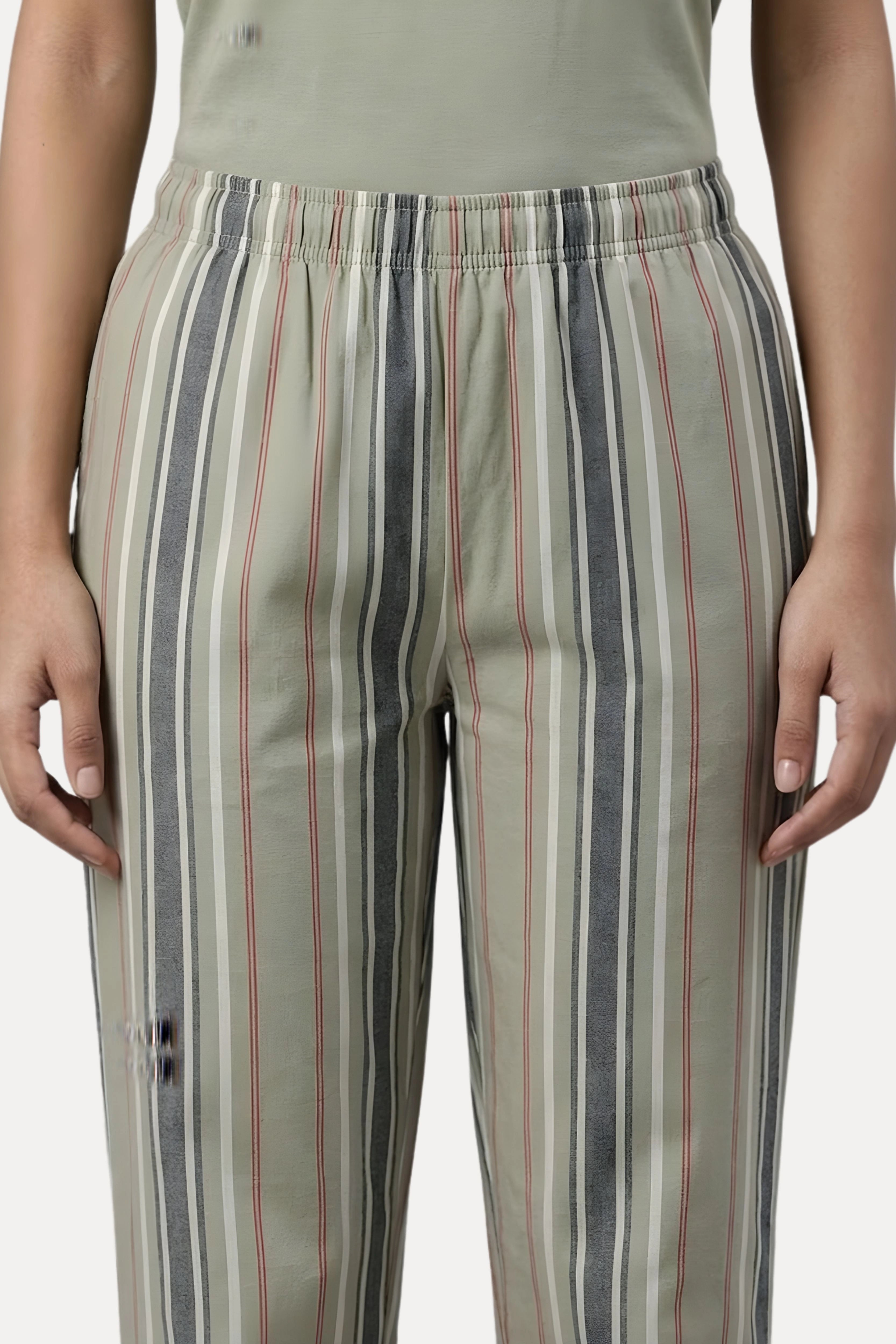 Pista Green Cotton Night Suit Set