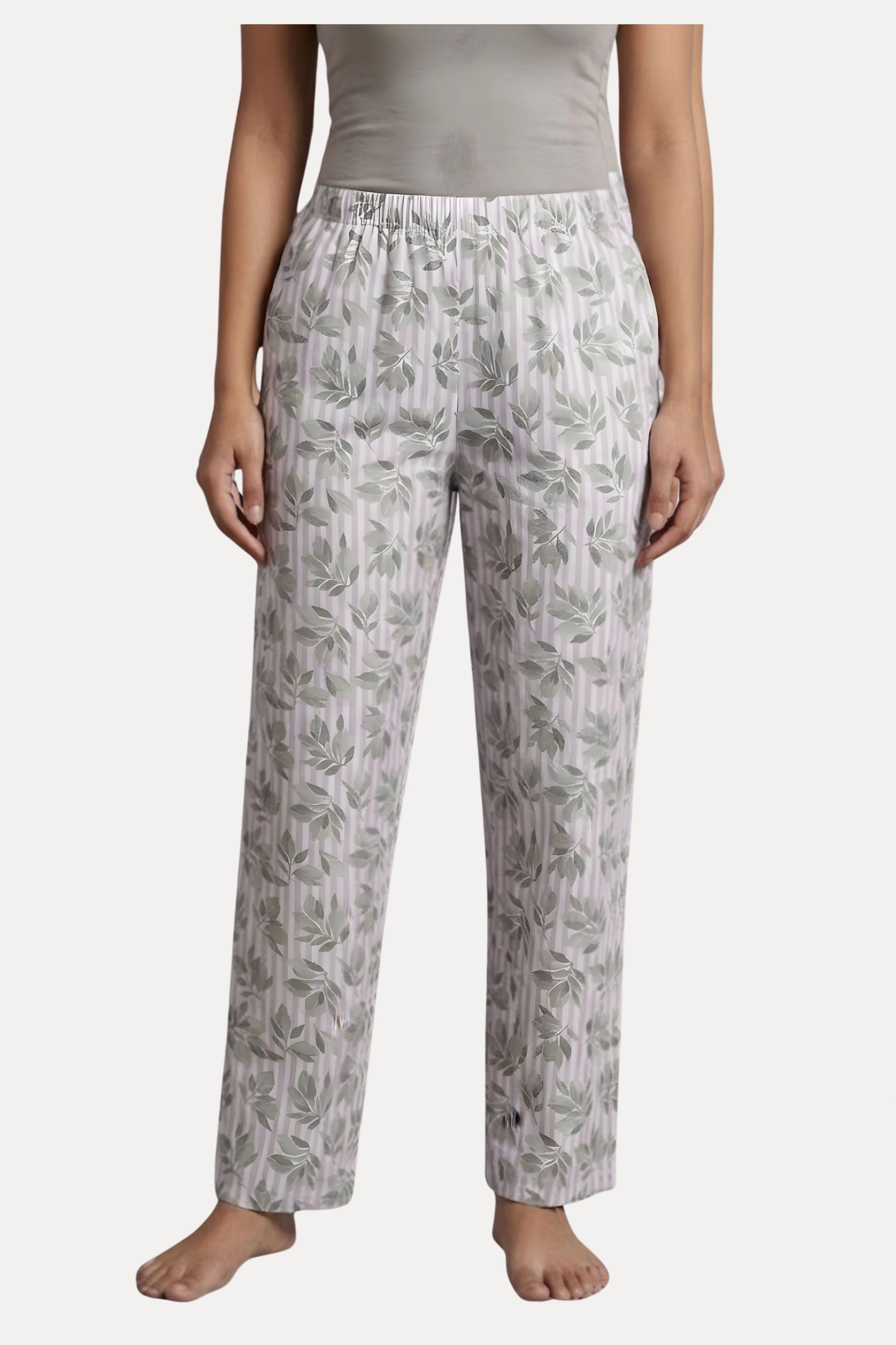 Lavender Printed Cotton Night Suit Set