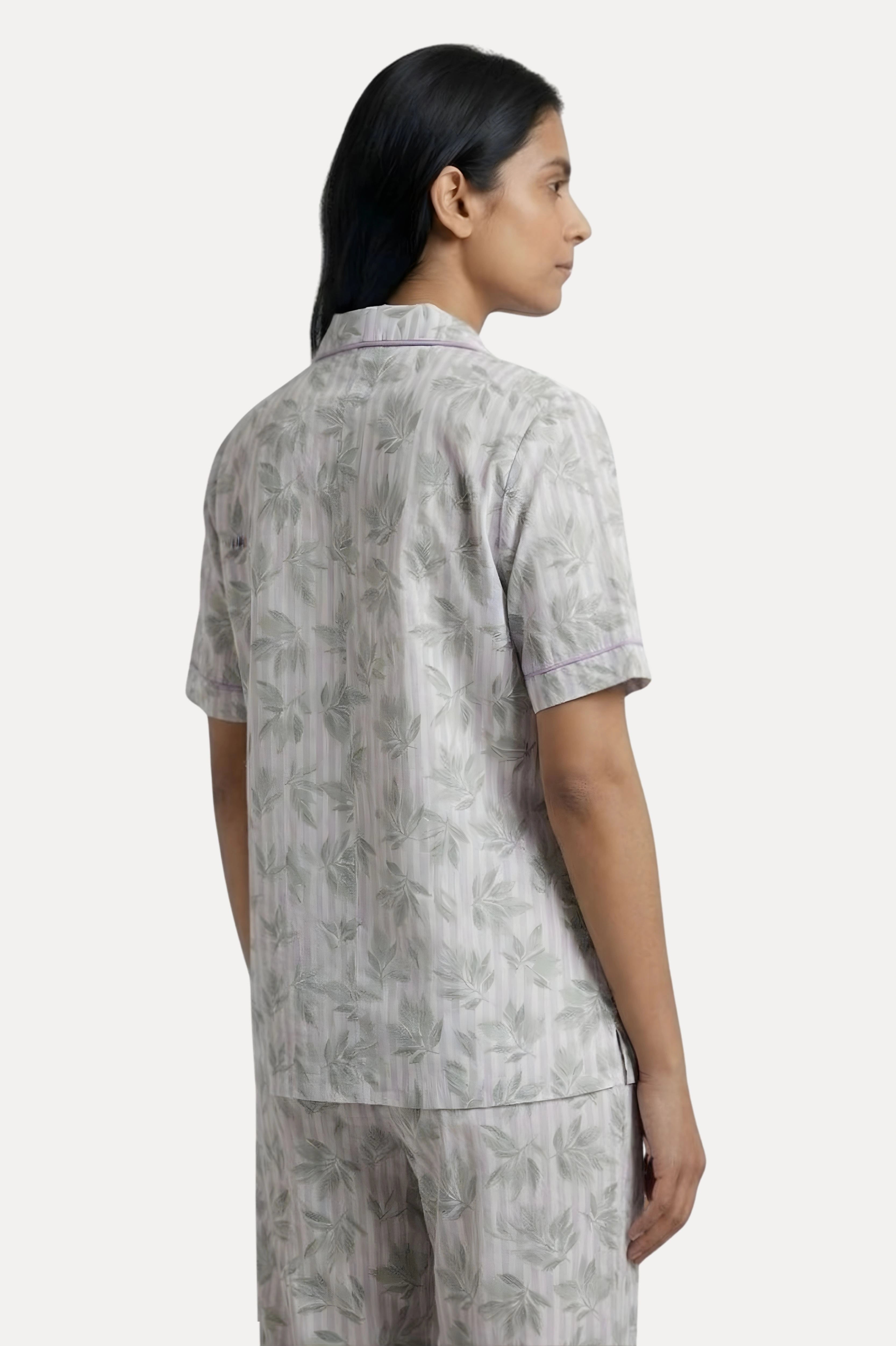 Lavender Printed Cotton Night Suit Set