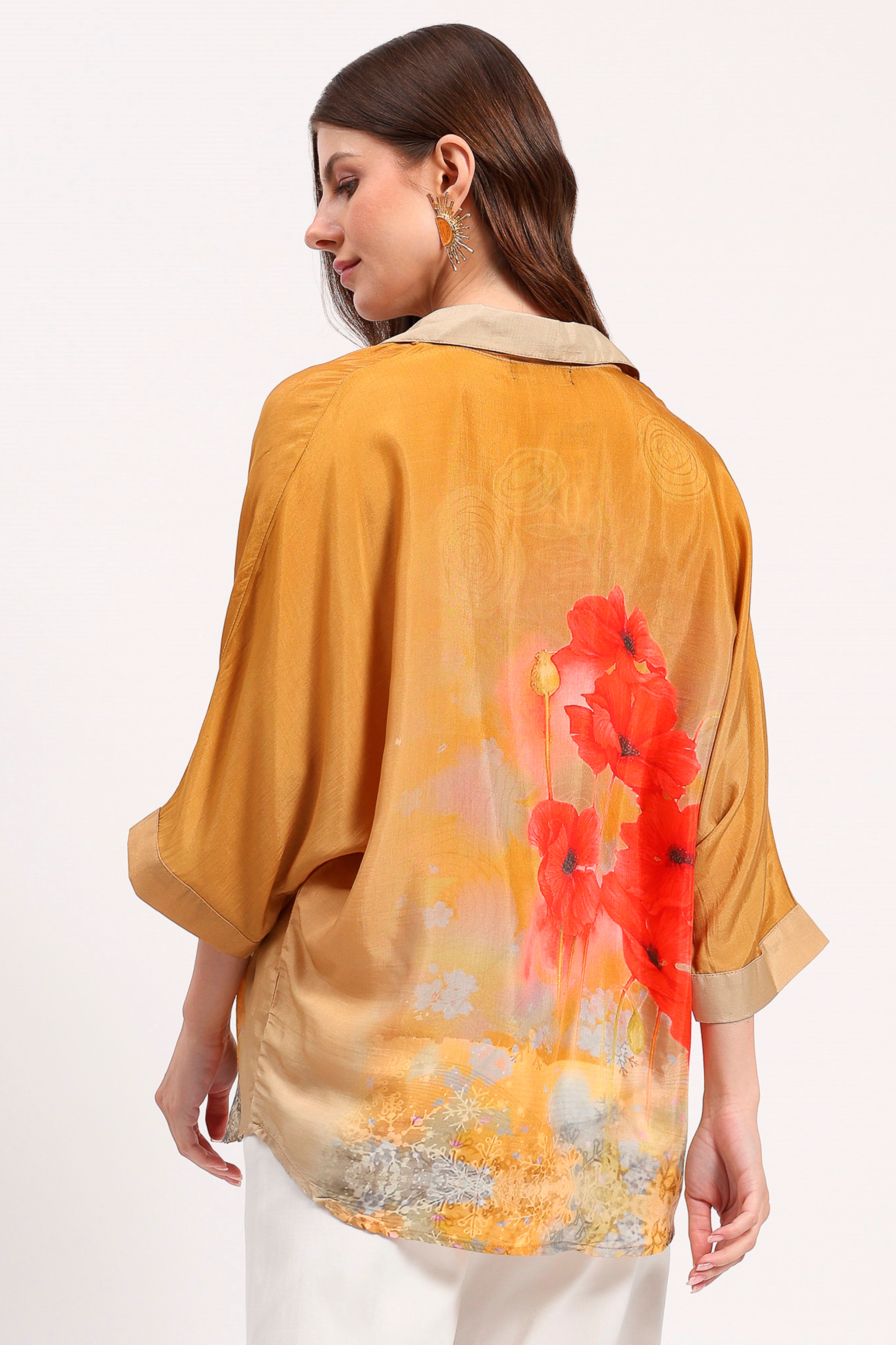 Mustard Floral Viscose Top