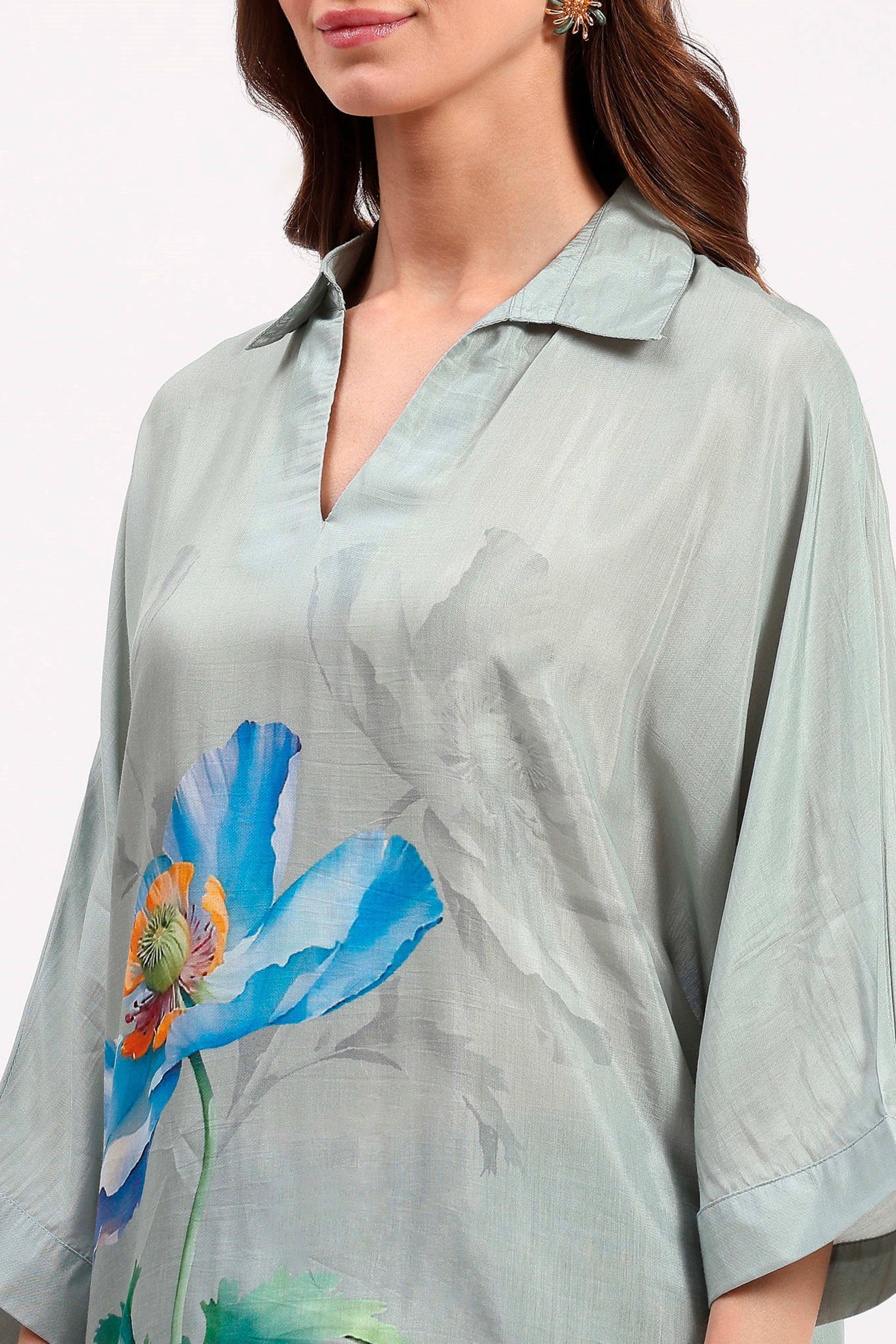Sage Green Floral Viscose Top