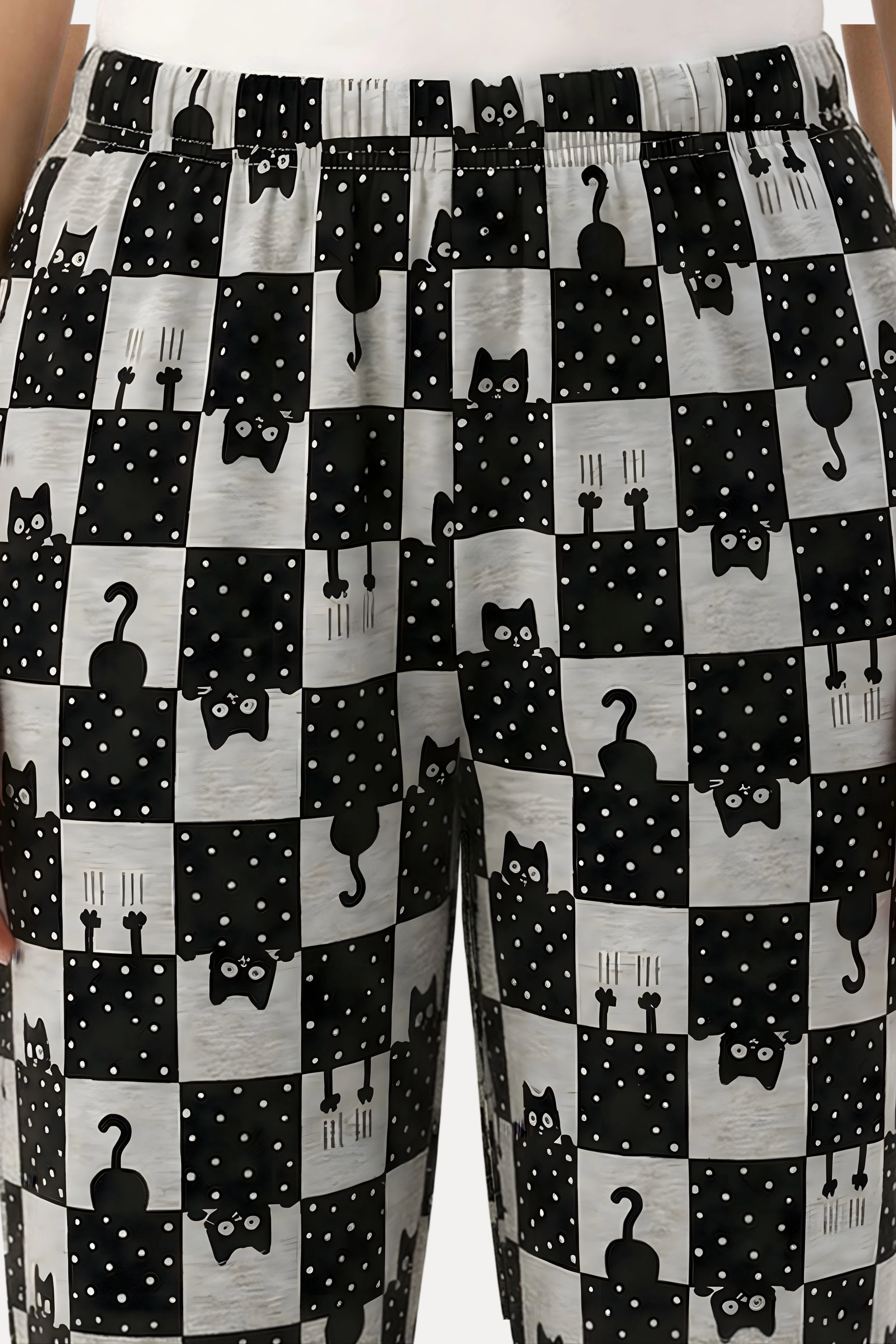 Grey Quirky Print Cotton Night Suit Set