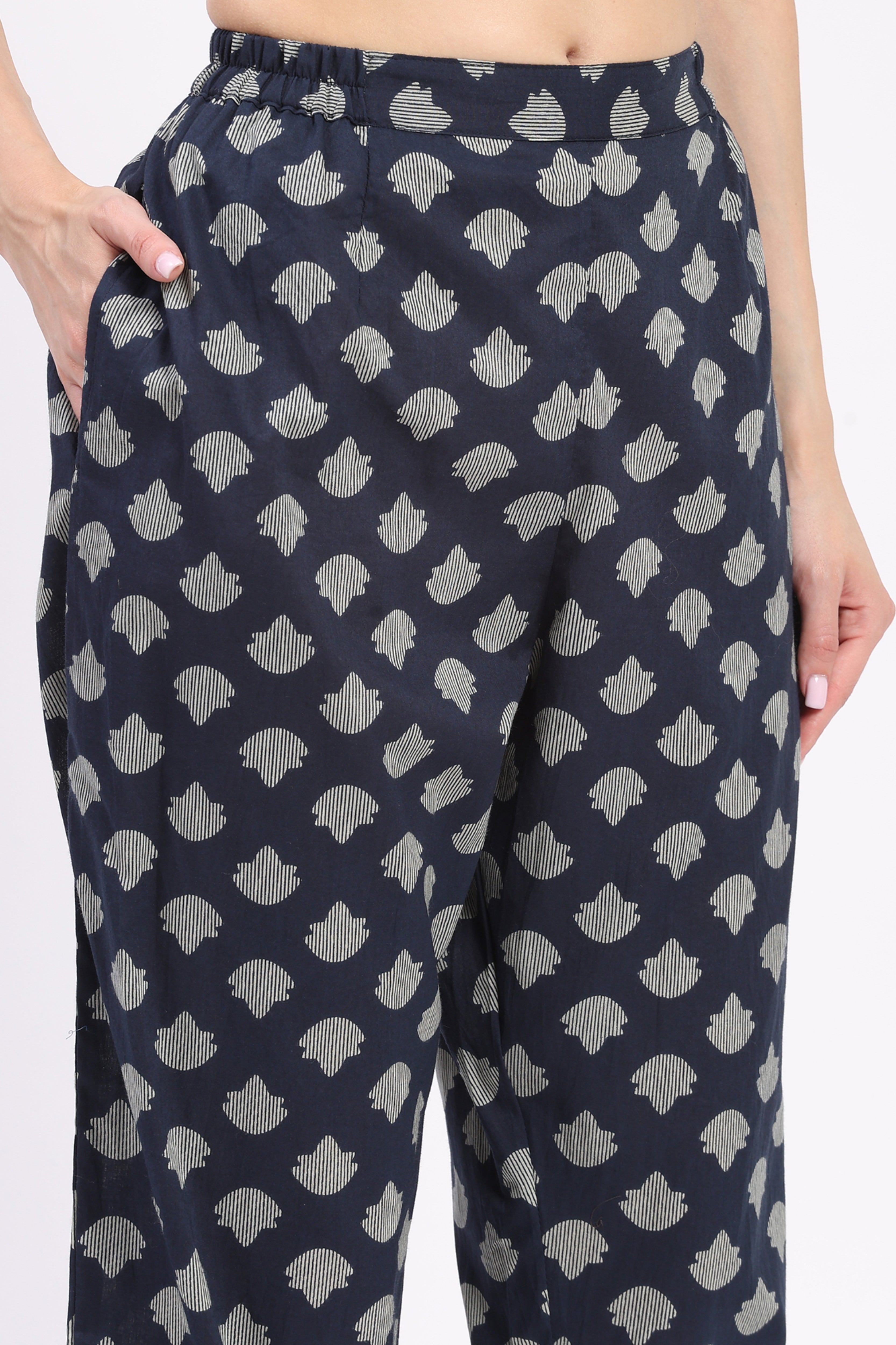 Navy Blue Mirror Work Kurta Set