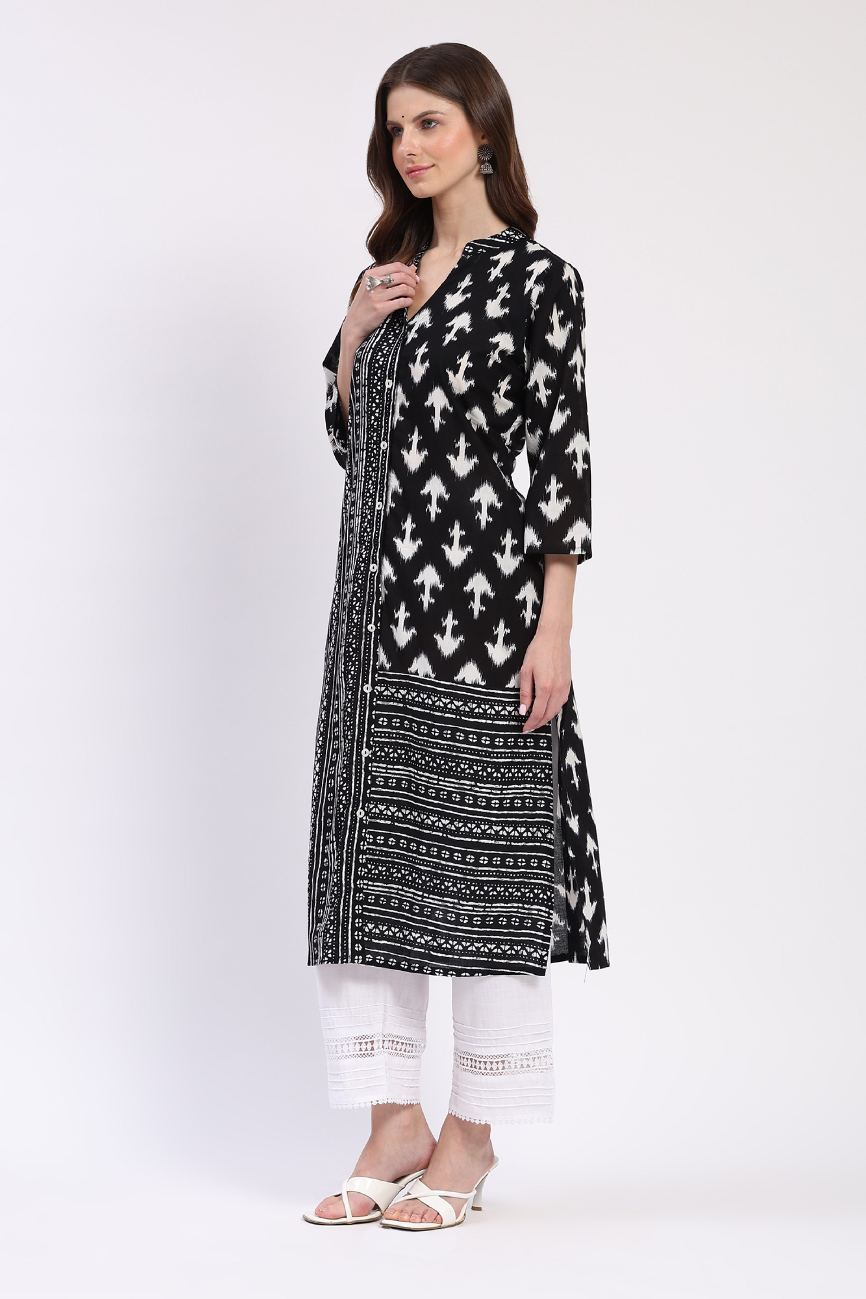 Monochrome Cotton Printed Kurta