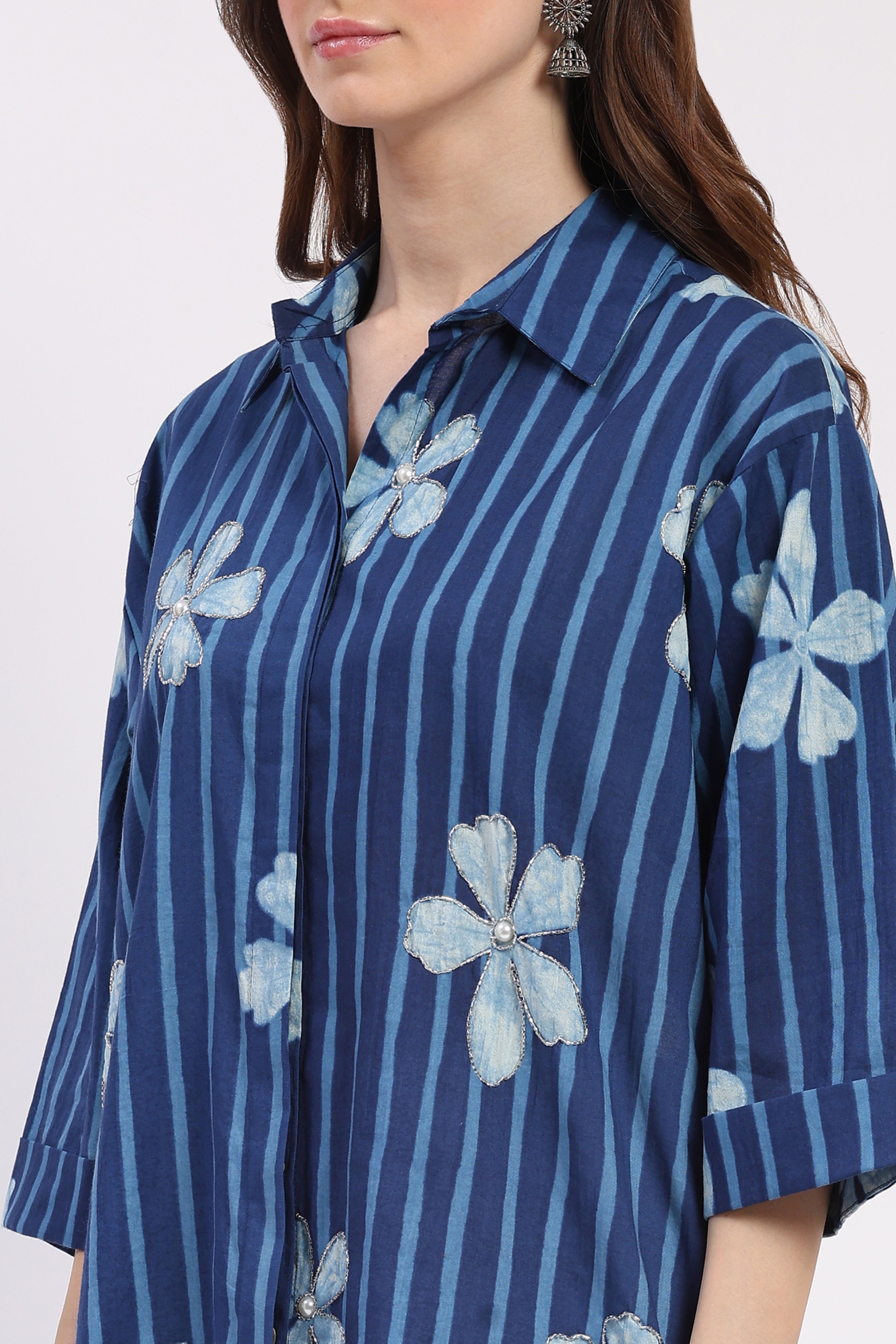 Indigo Embellished High-Low Top