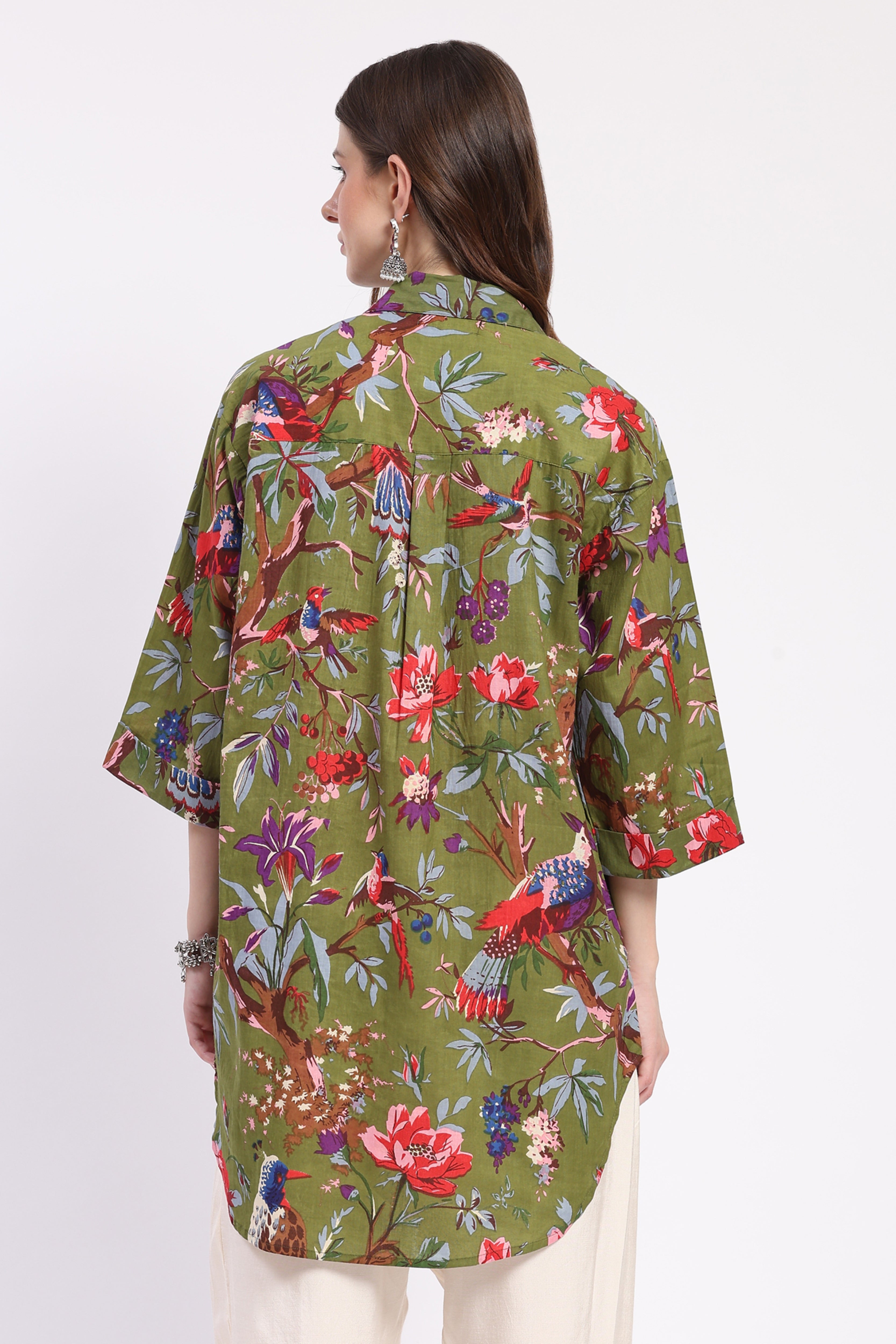 Multi Floral Embellished High-Low Top