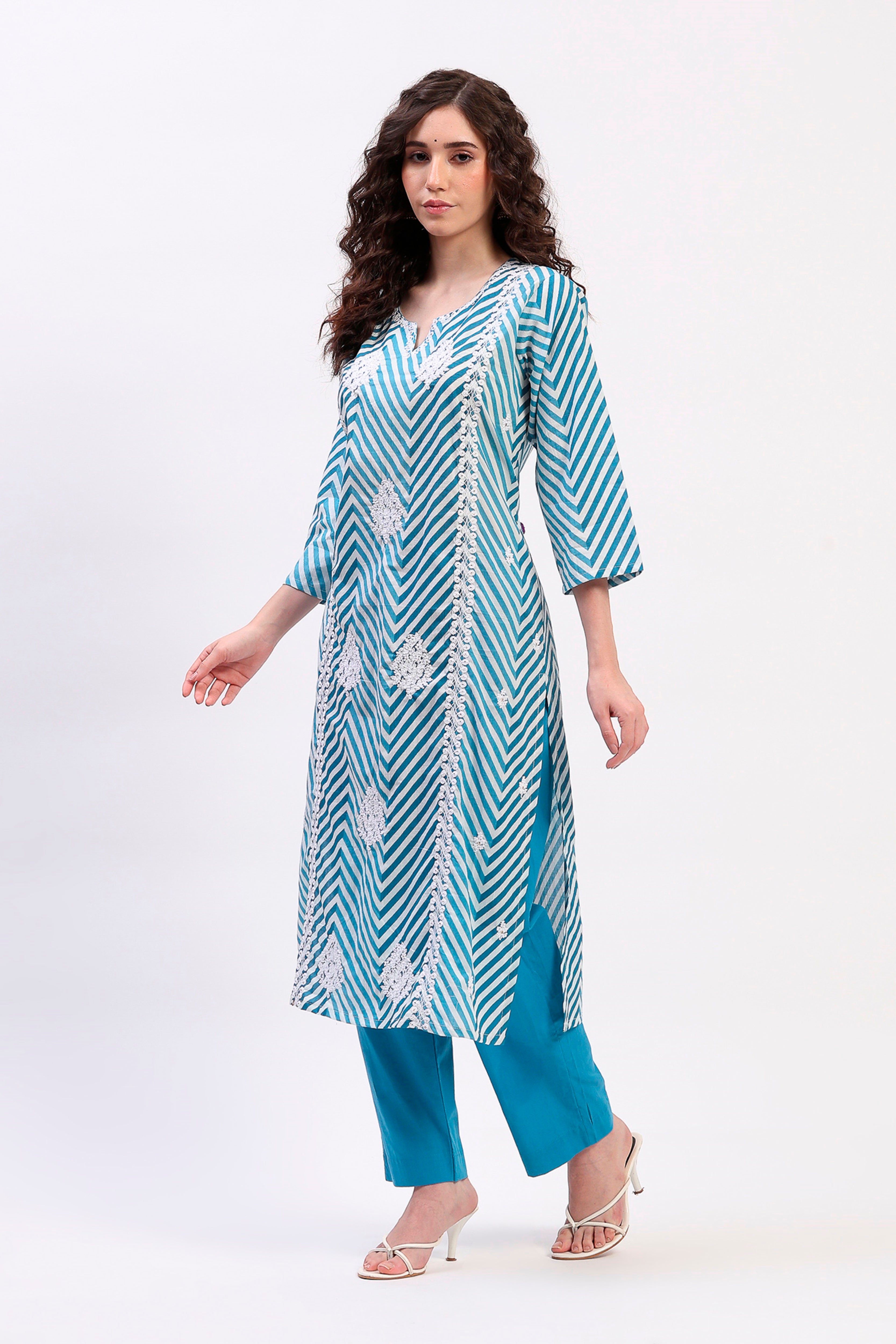 Blue Cotton Ethnic Suit Set
