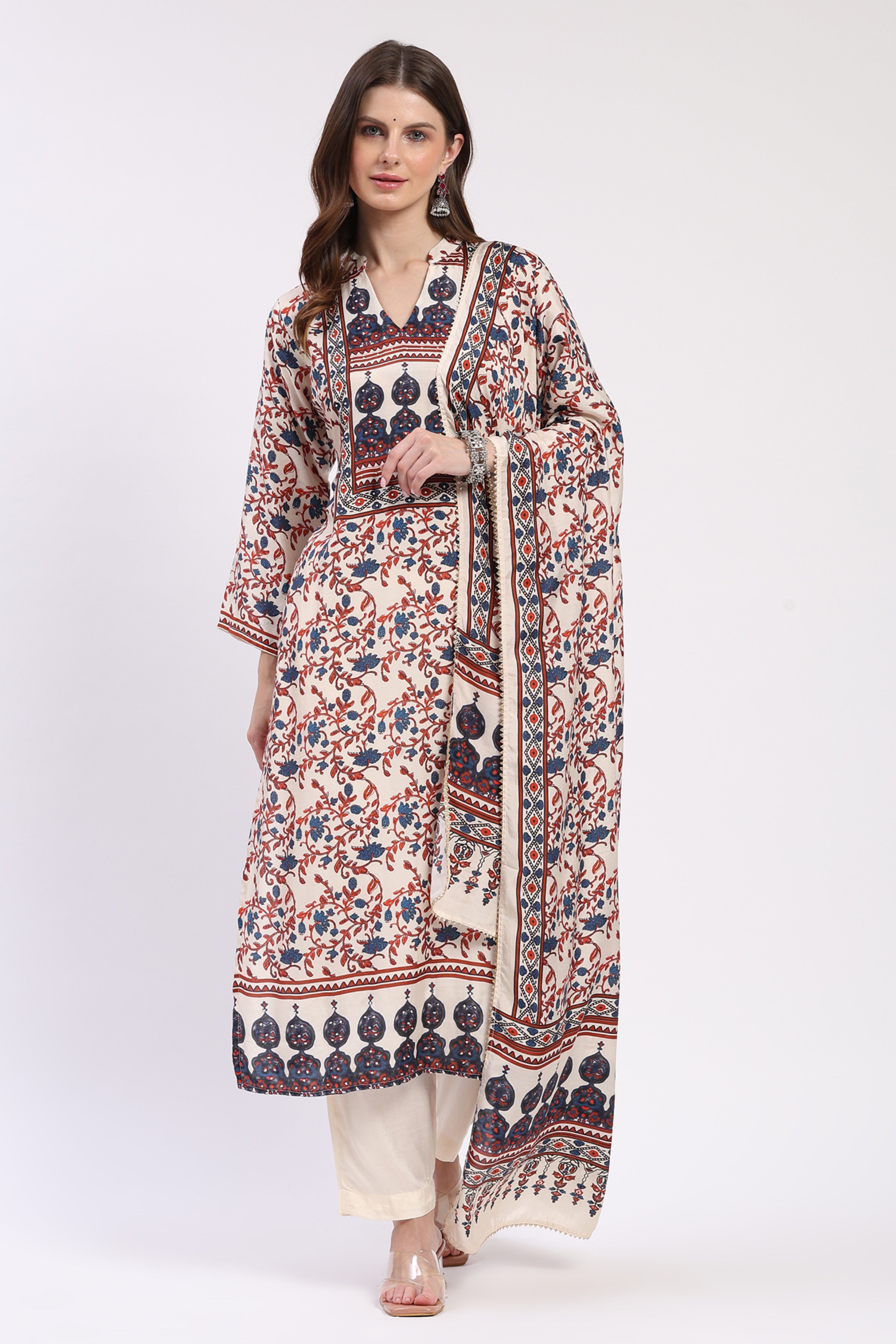 Multi Floral Embellished Suit Set