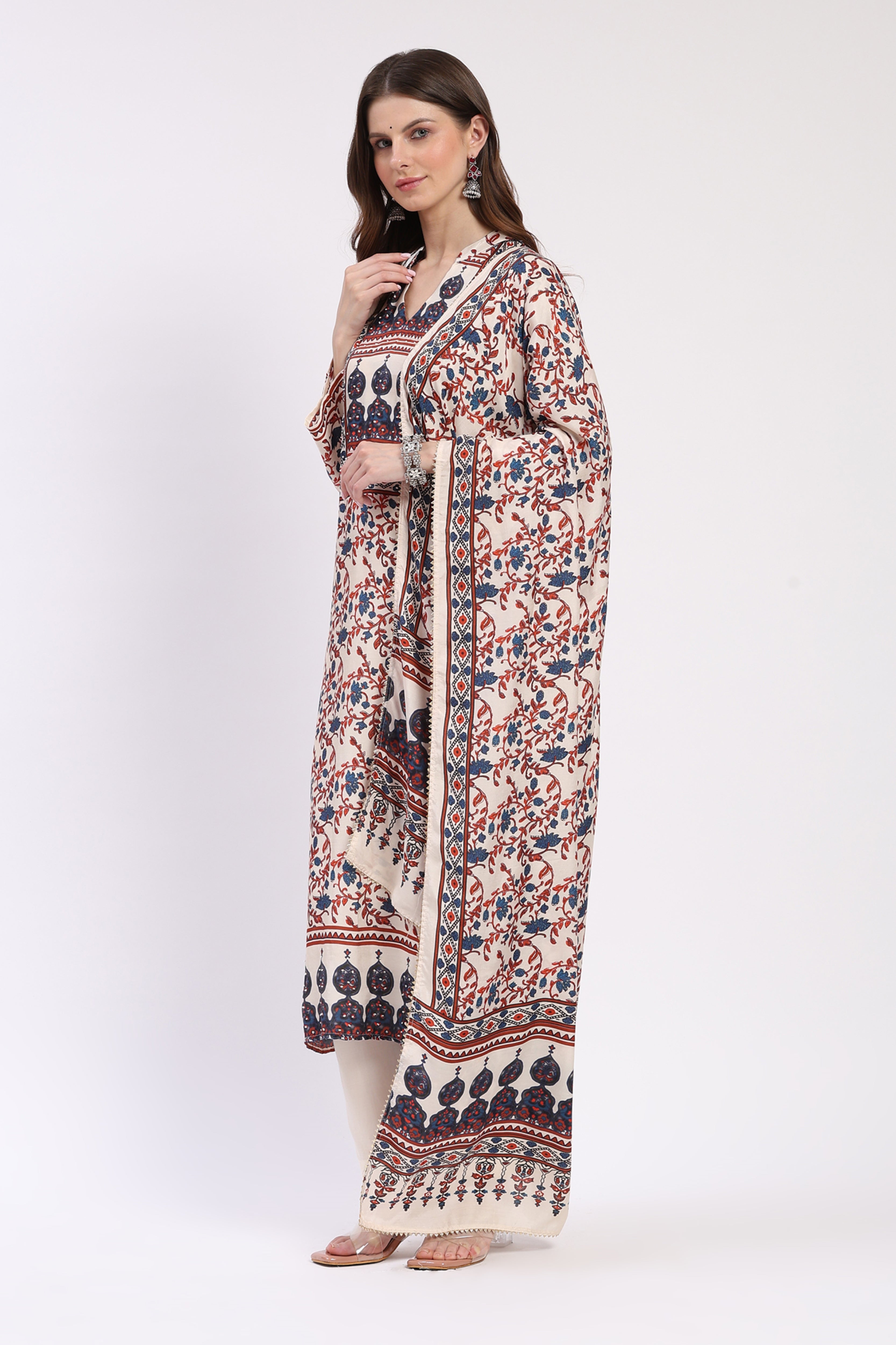 Multi Floral Embellished Suit Set