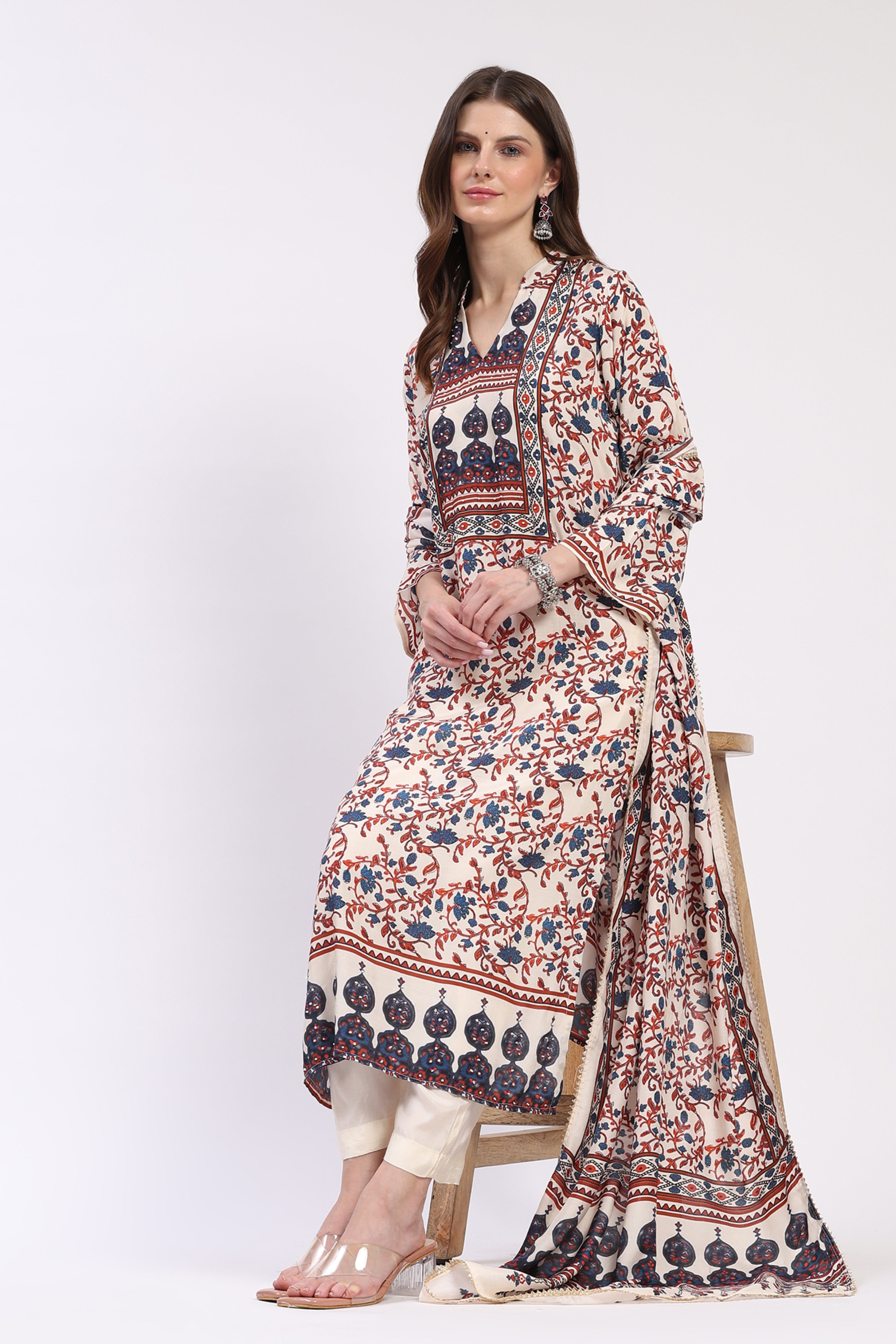 Multi Floral Embellished Suit Set