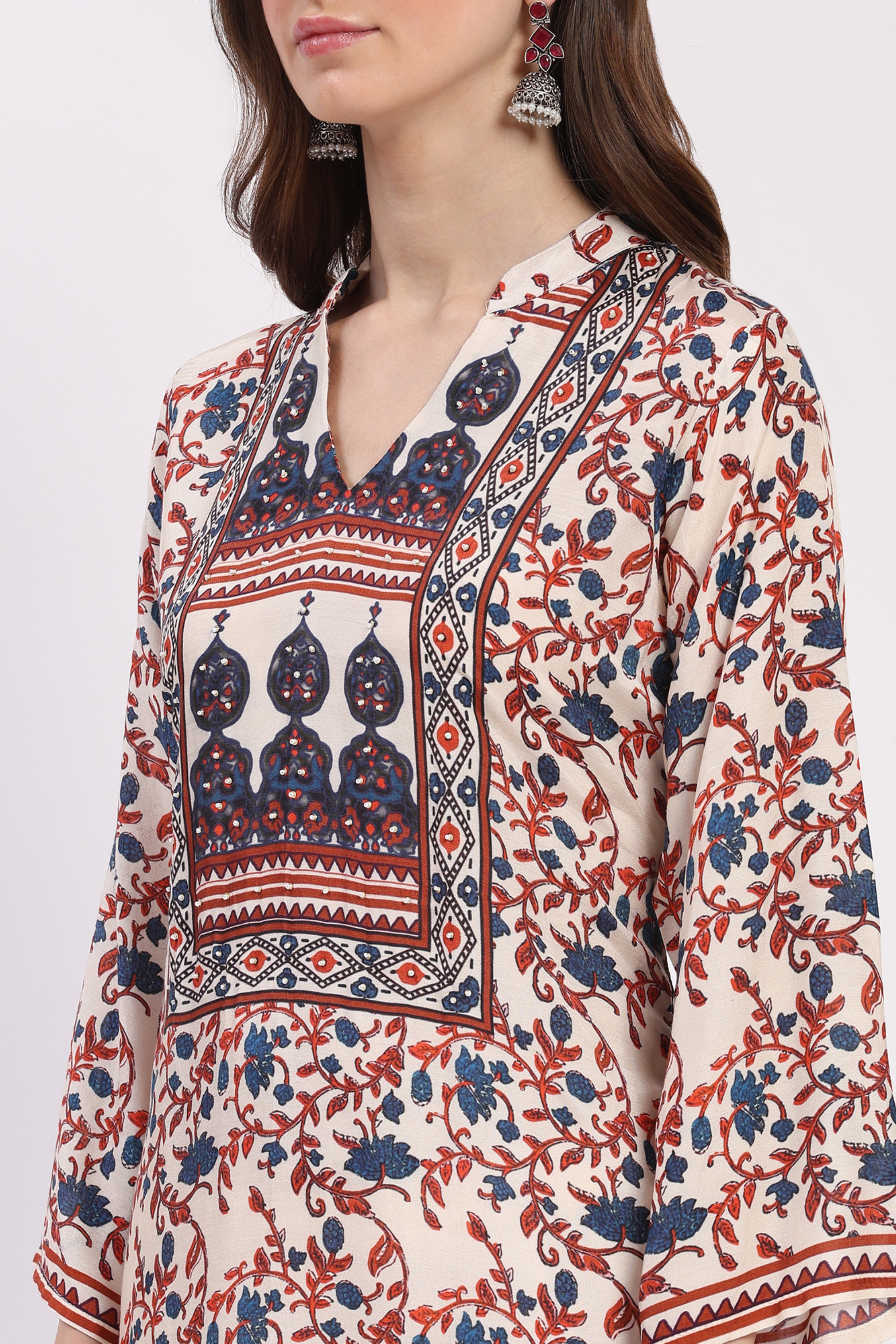 Multi Floral Embellished Suit Set