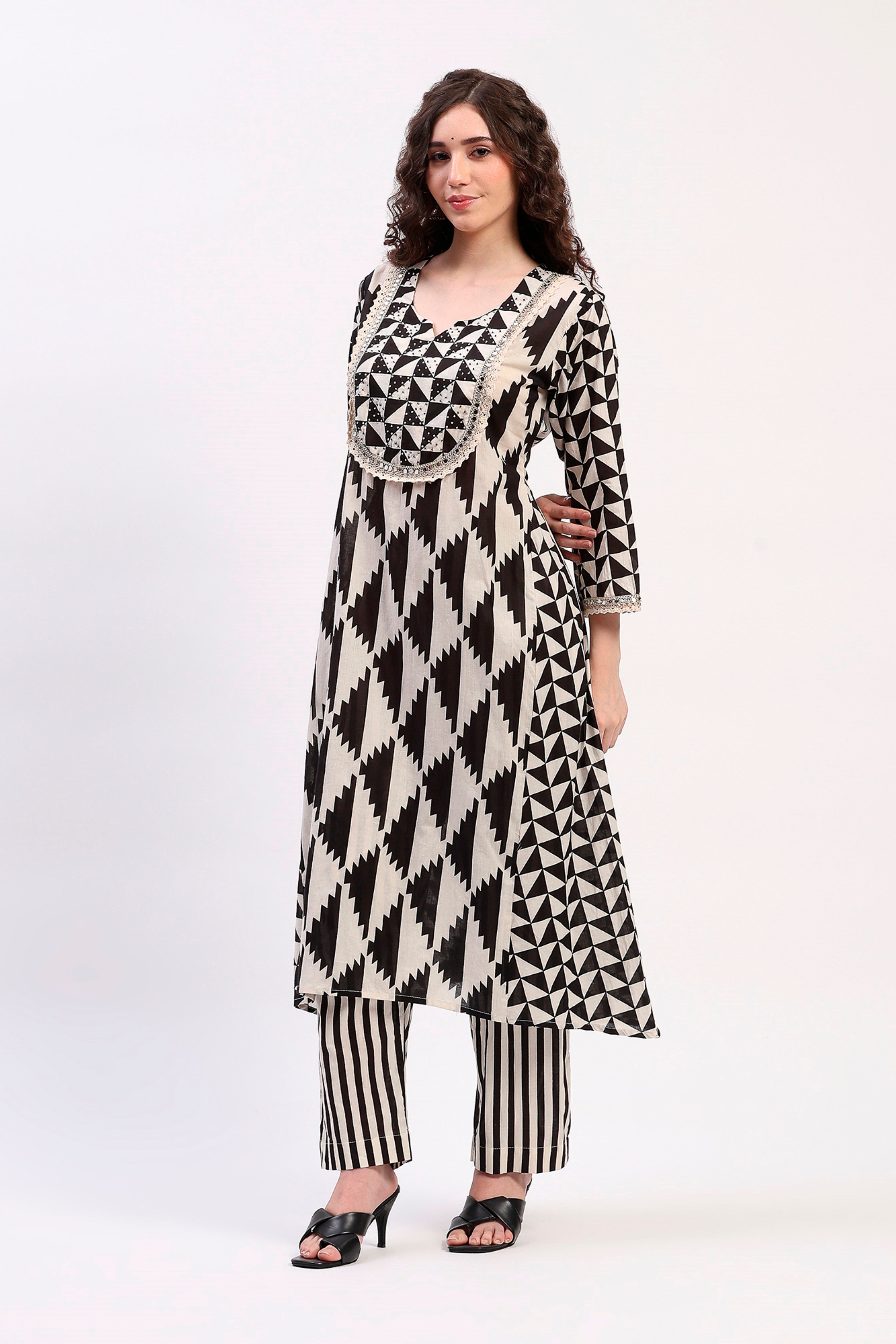 Monochrome Ethnic Suit Set