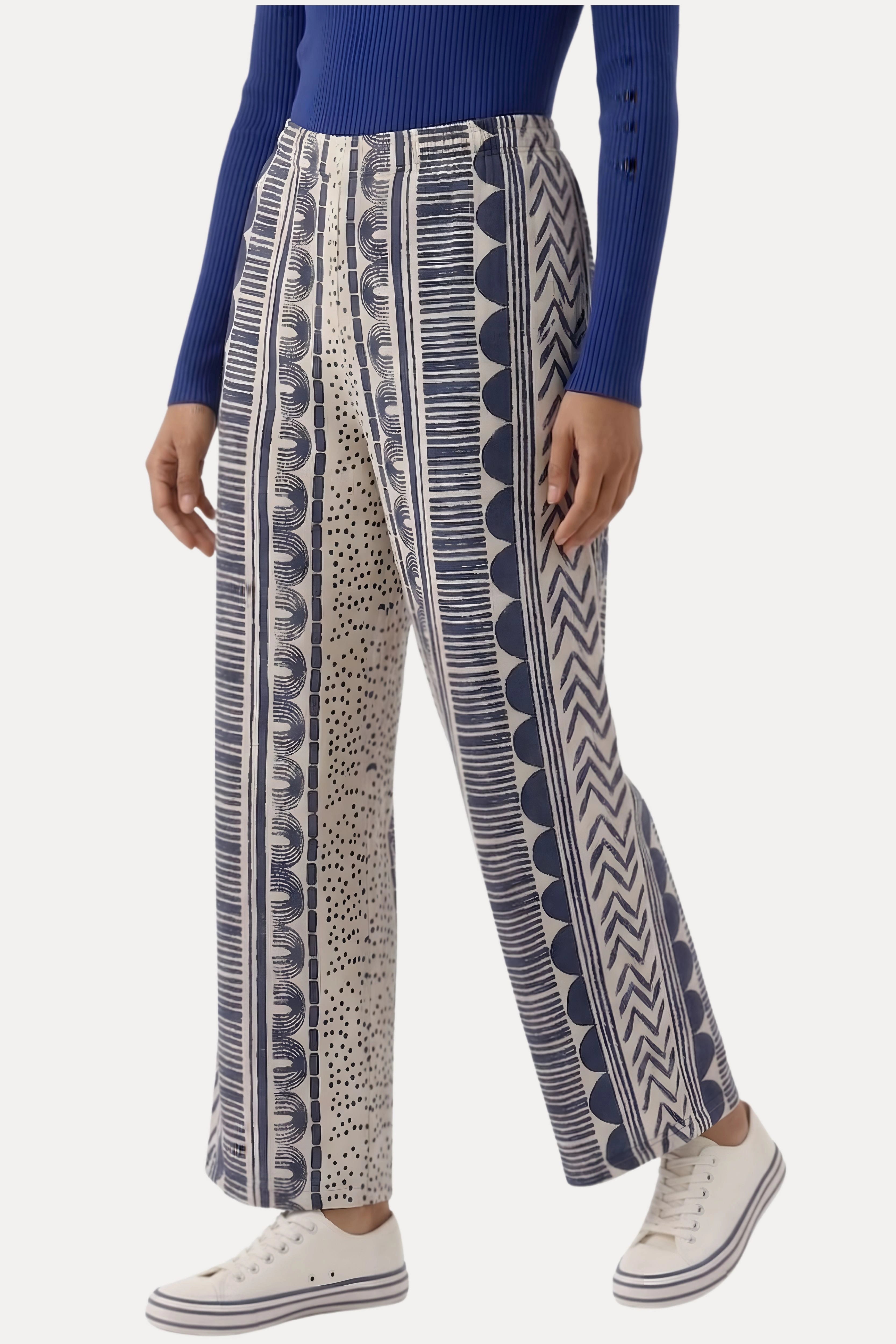 Blue Abstract Print Viscose Lower