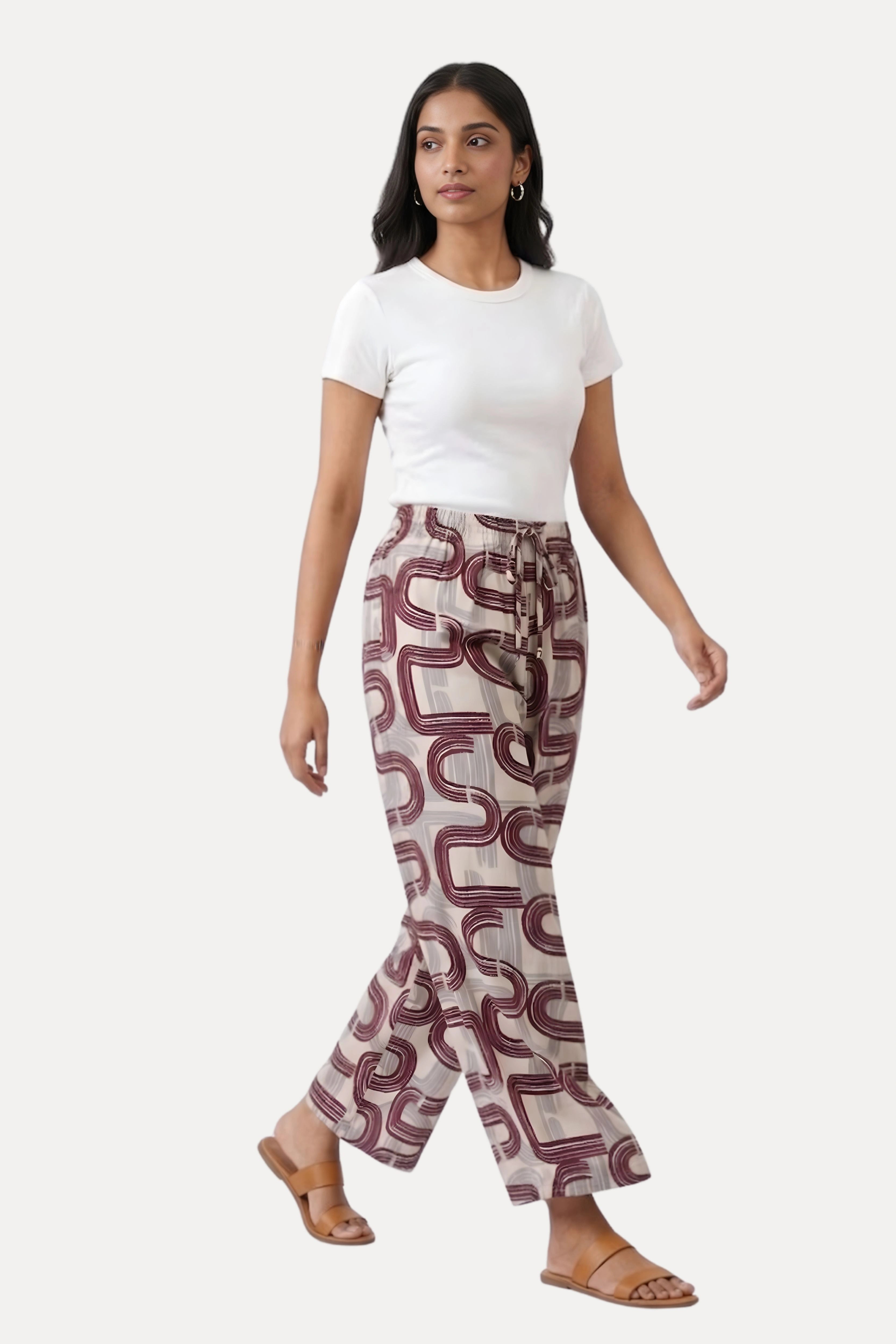 Wine Abstract Print Viscose Lower