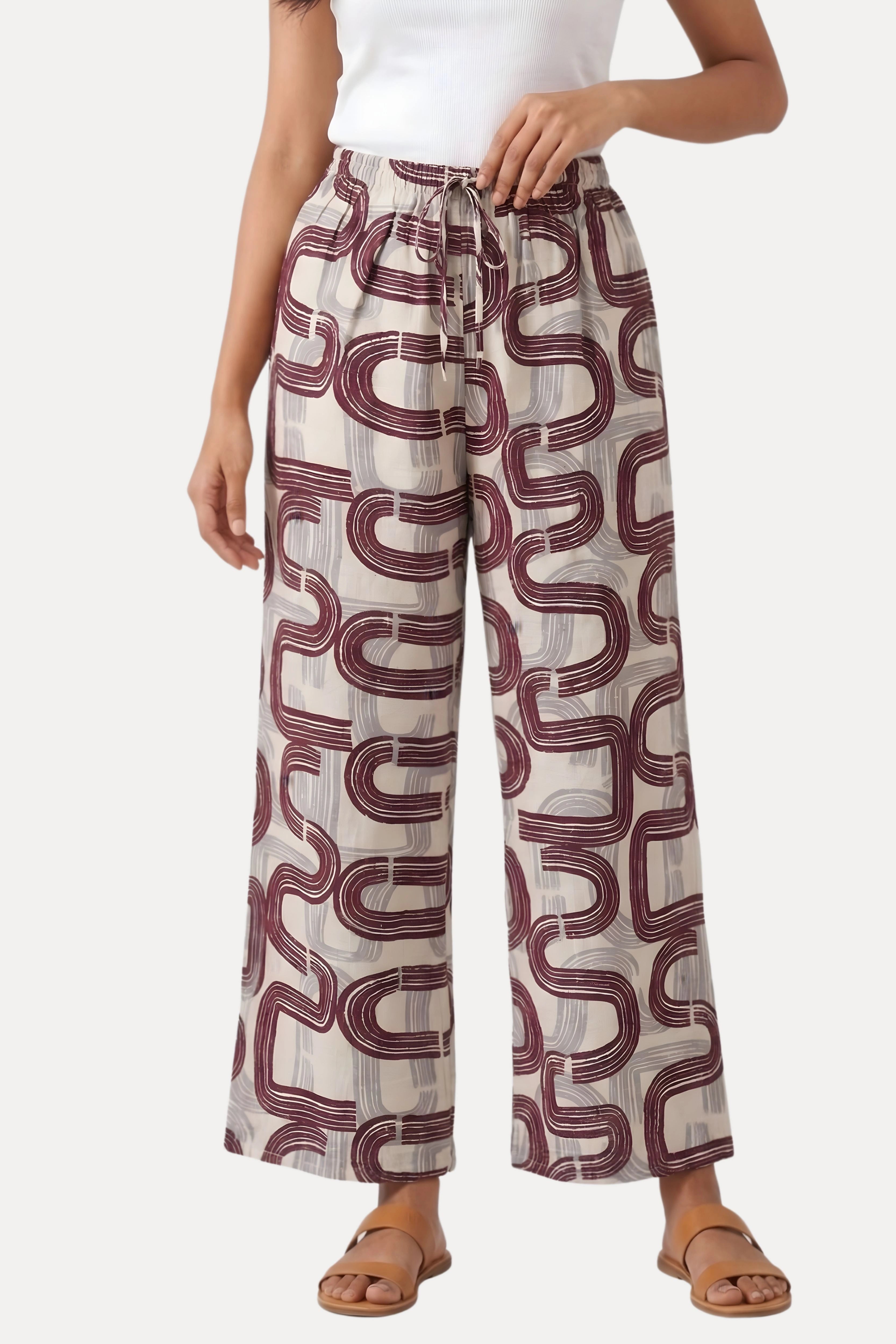 Wine Abstract Print Viscose Lower