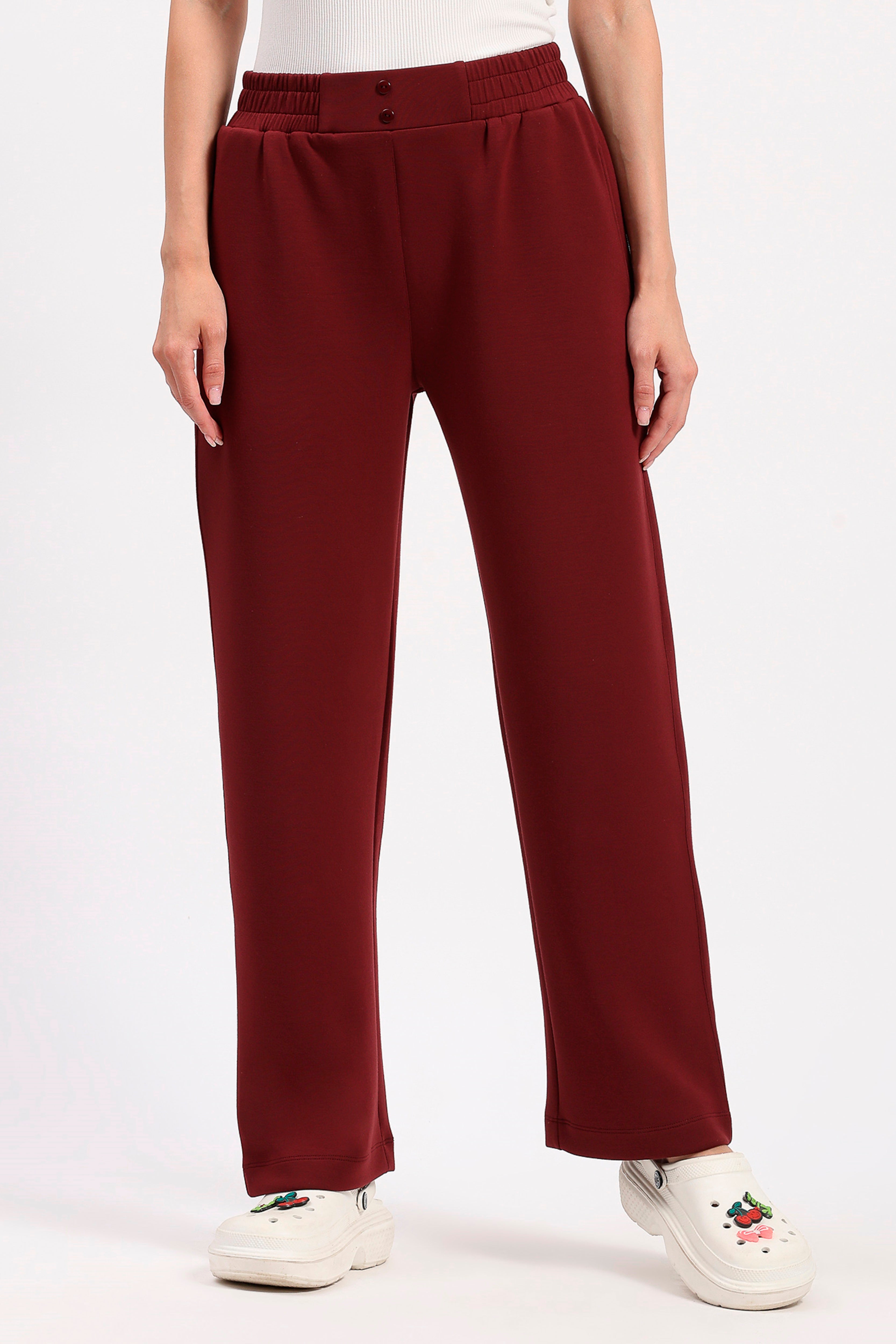 Maroon Straight Fit Lower