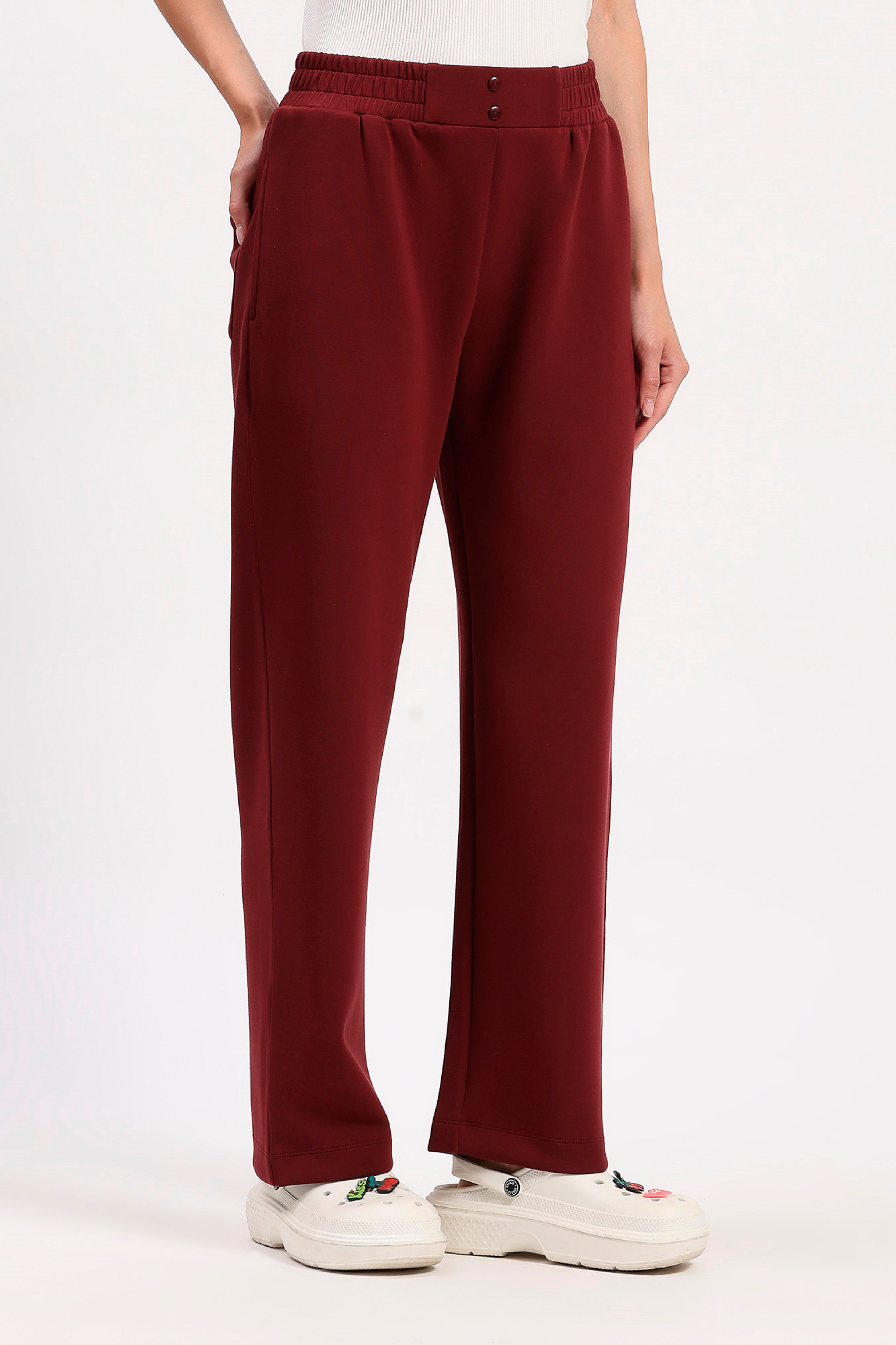 Maroon Straight Fit Lower