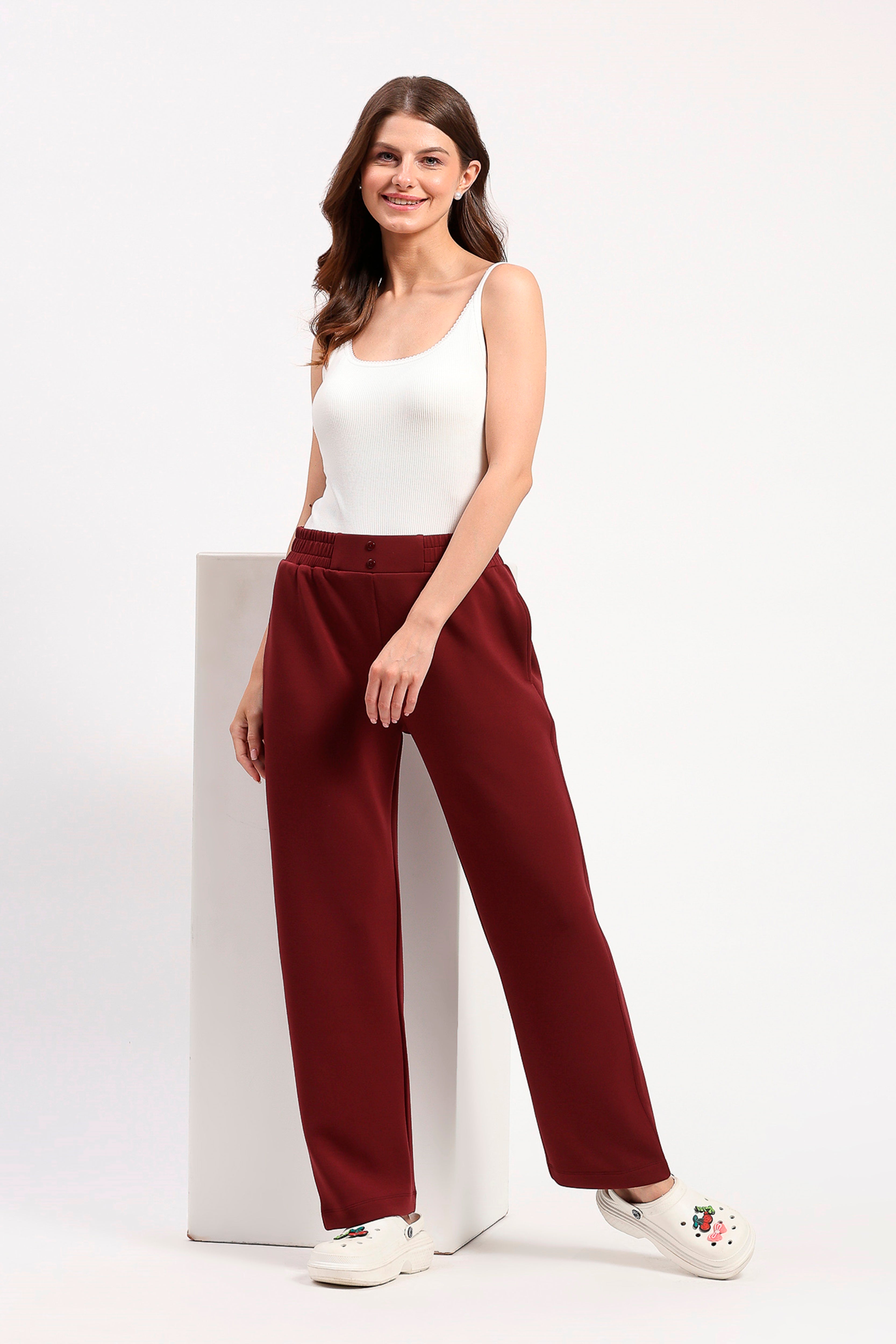 Maroon Straight Fit Lower