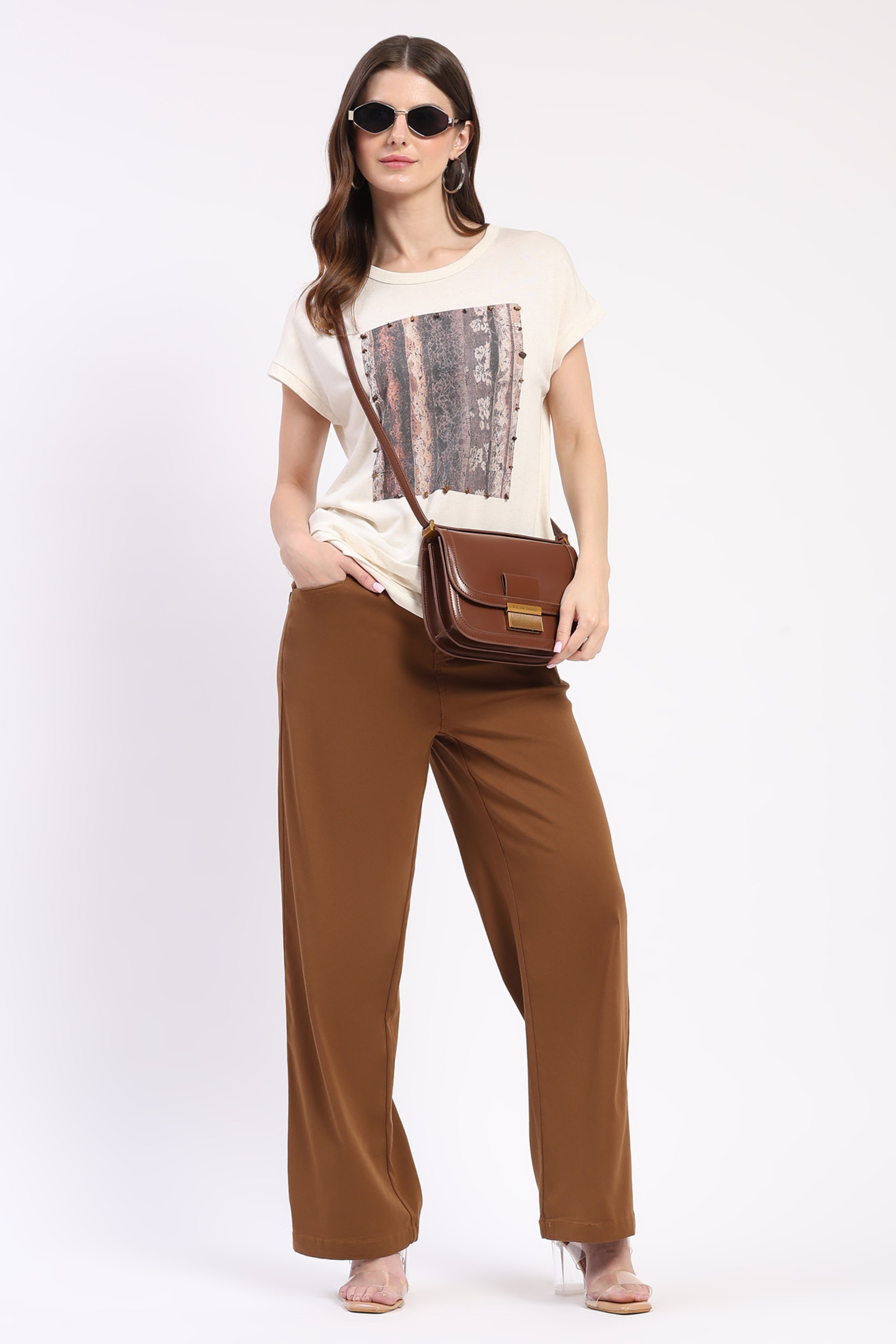Cream Digital Print Top