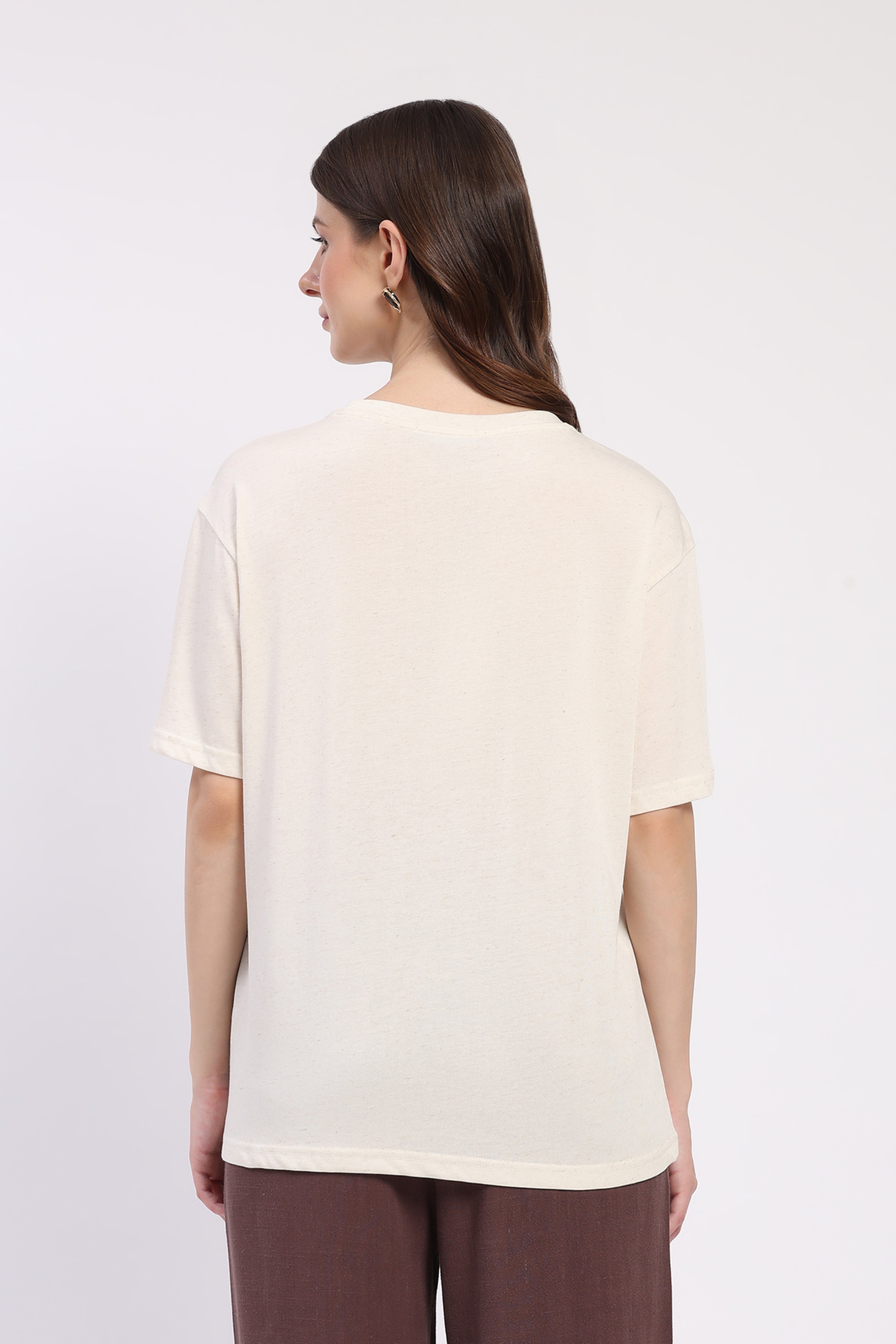 Cream Floral Vase Embroidered Top