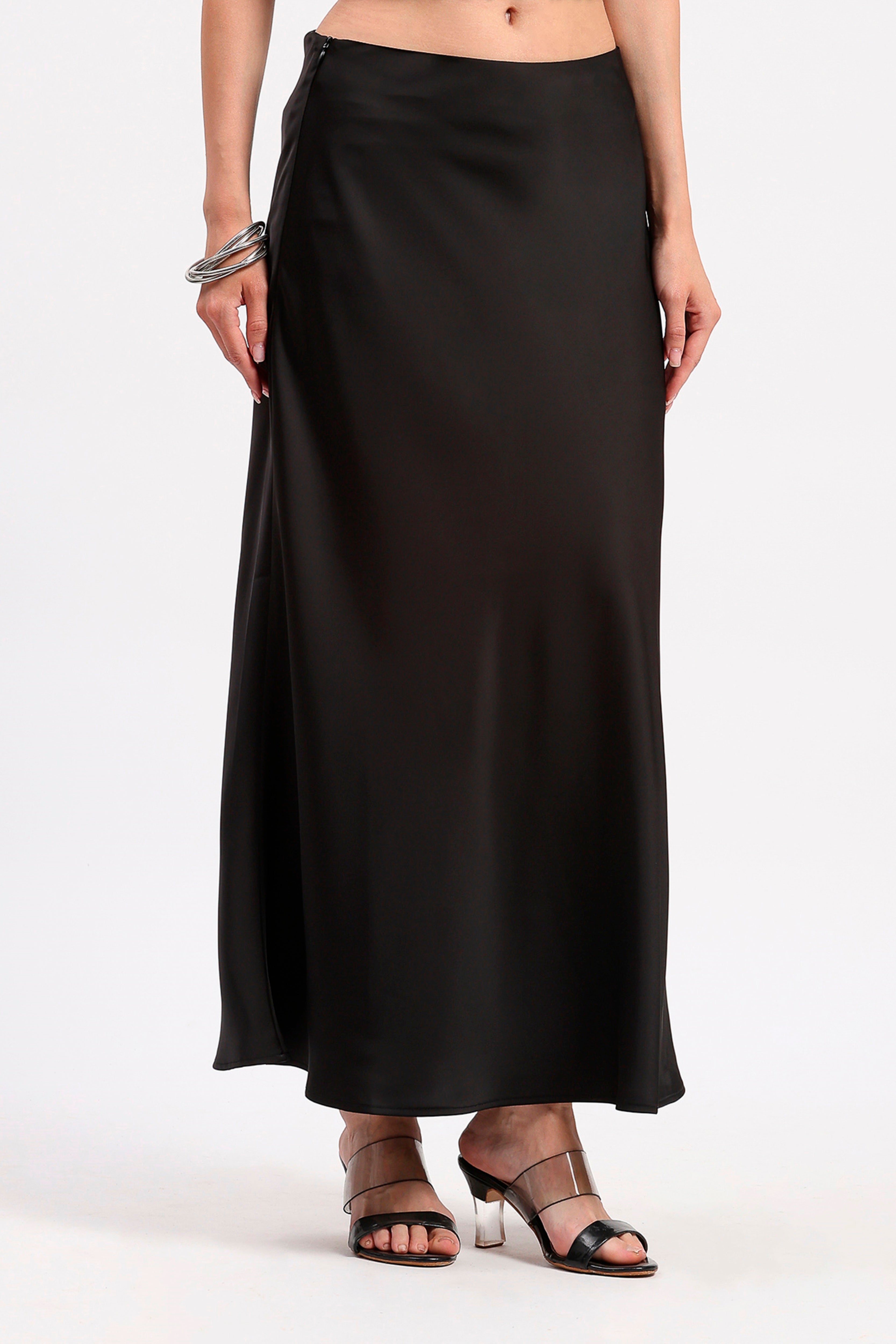 Black Satin Skirt
