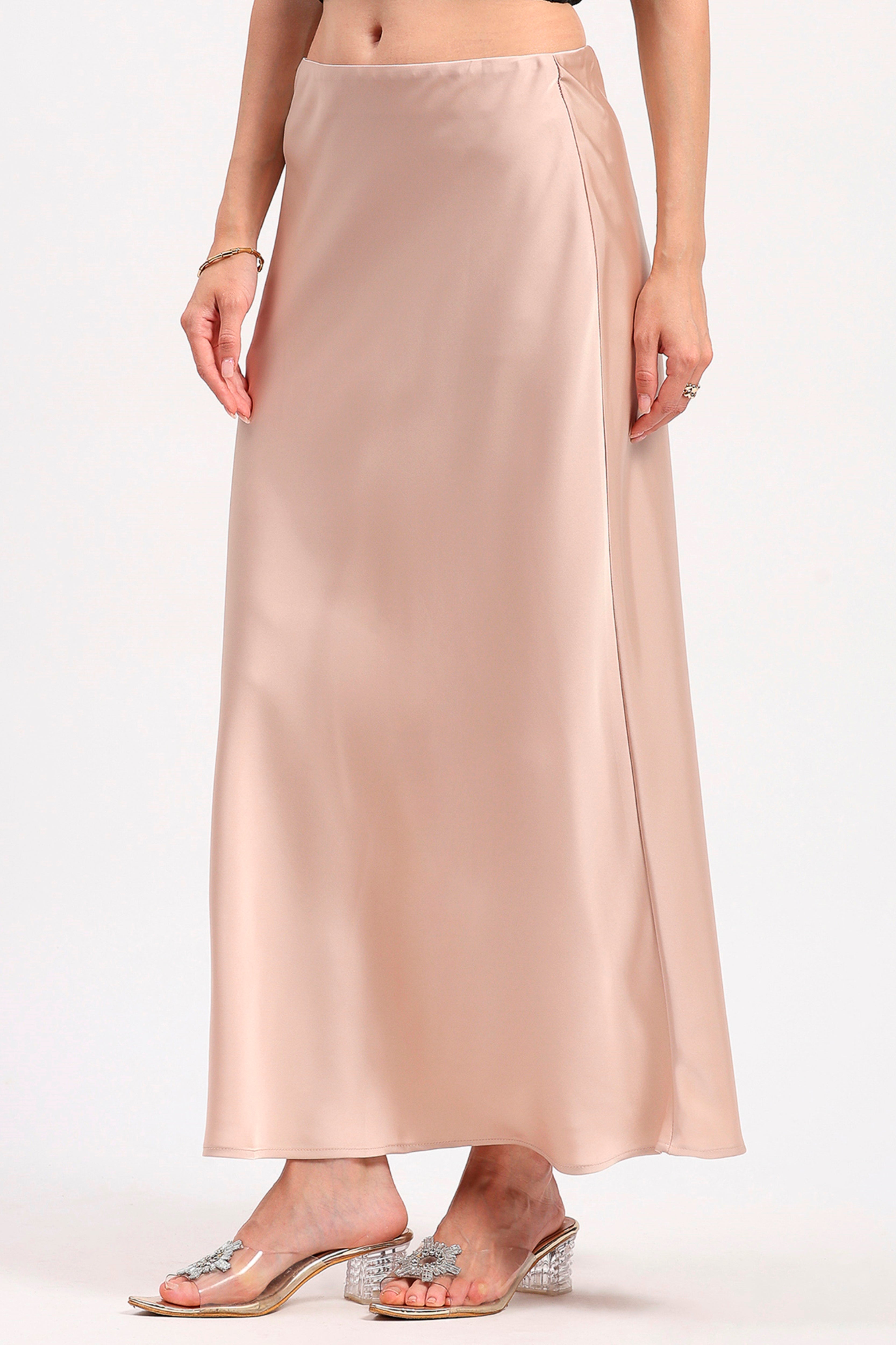Beige Satin Skirt