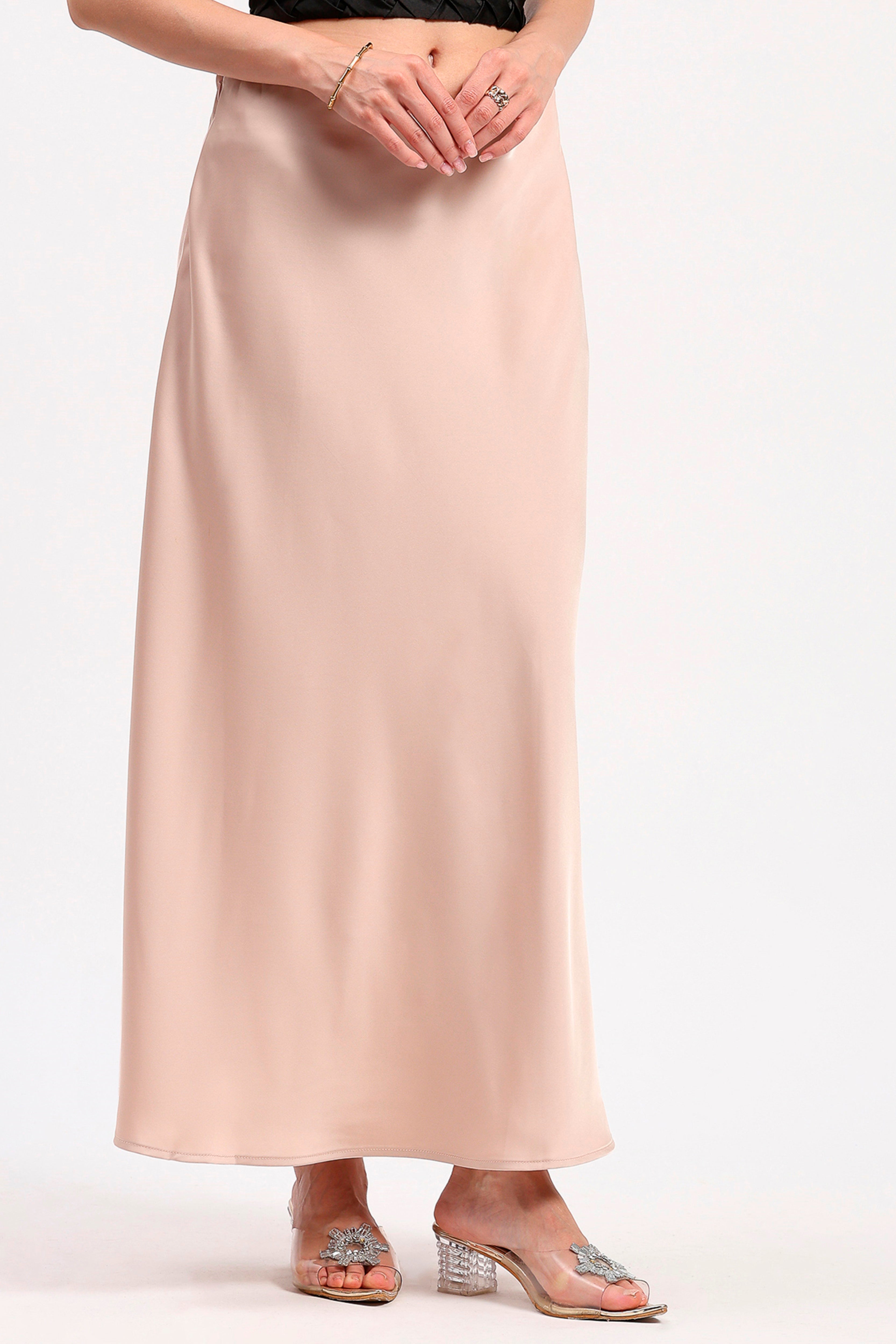 Beige Satin Skirt
