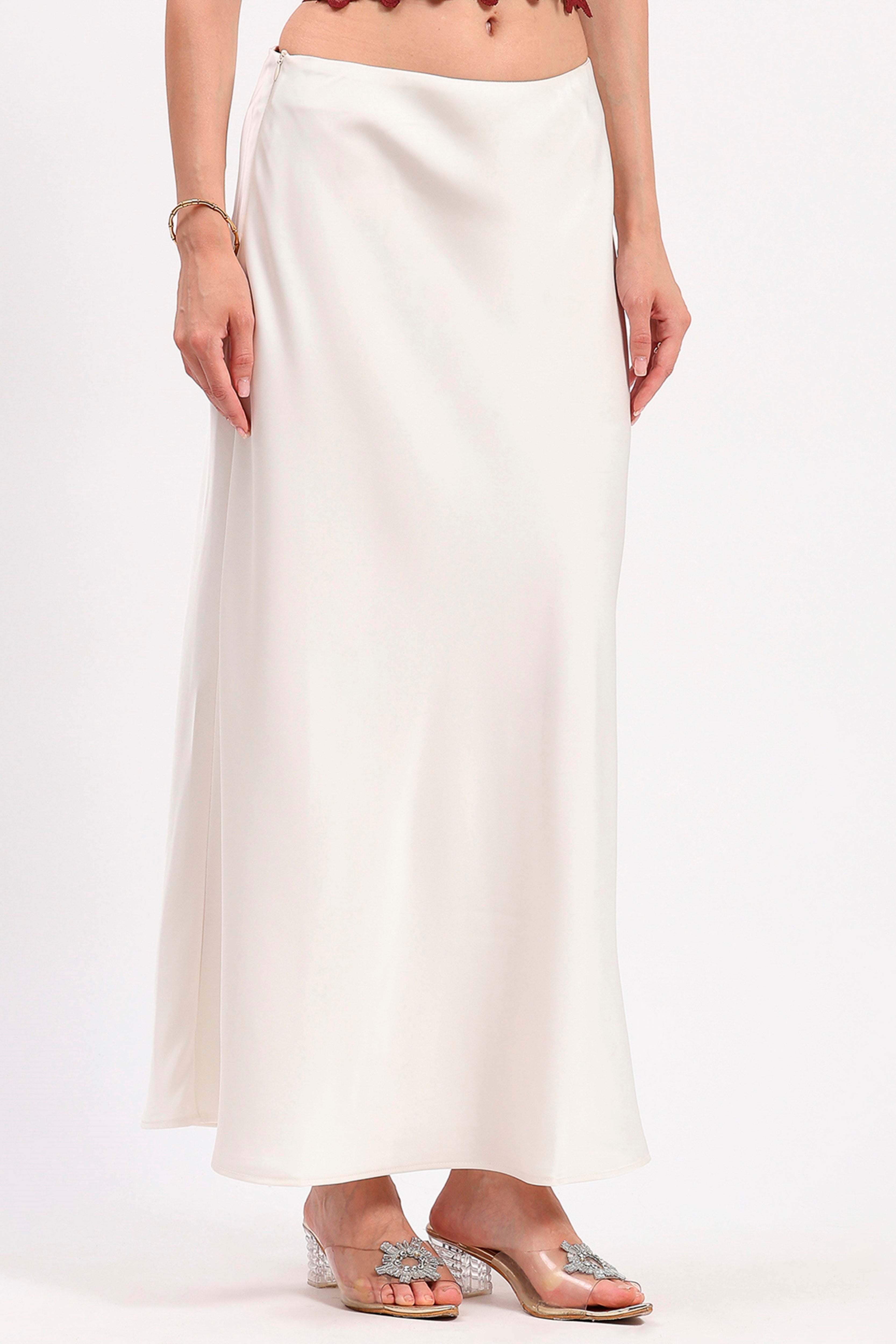 Off-White Satin Skirt