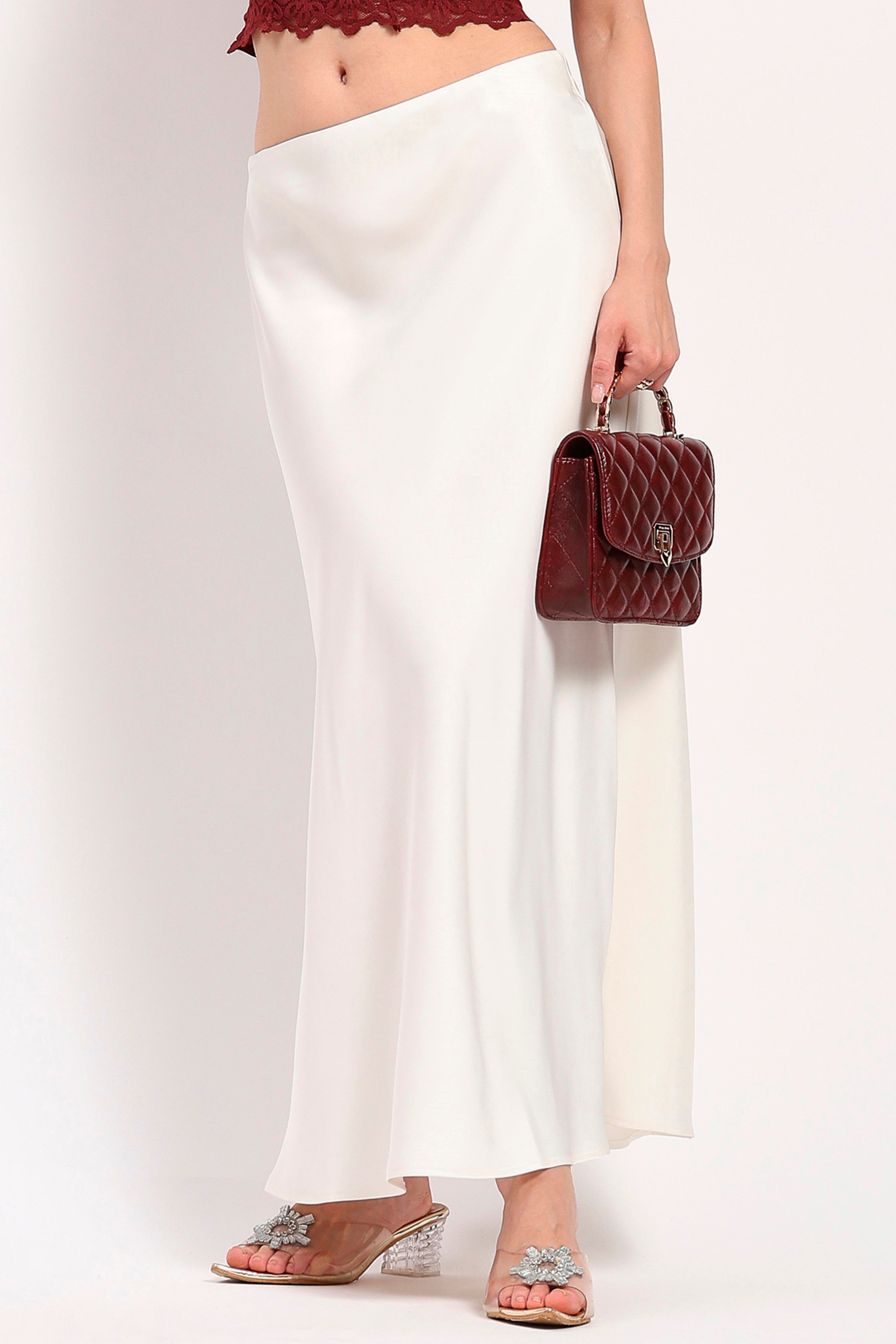 Off-White Satin Skirt