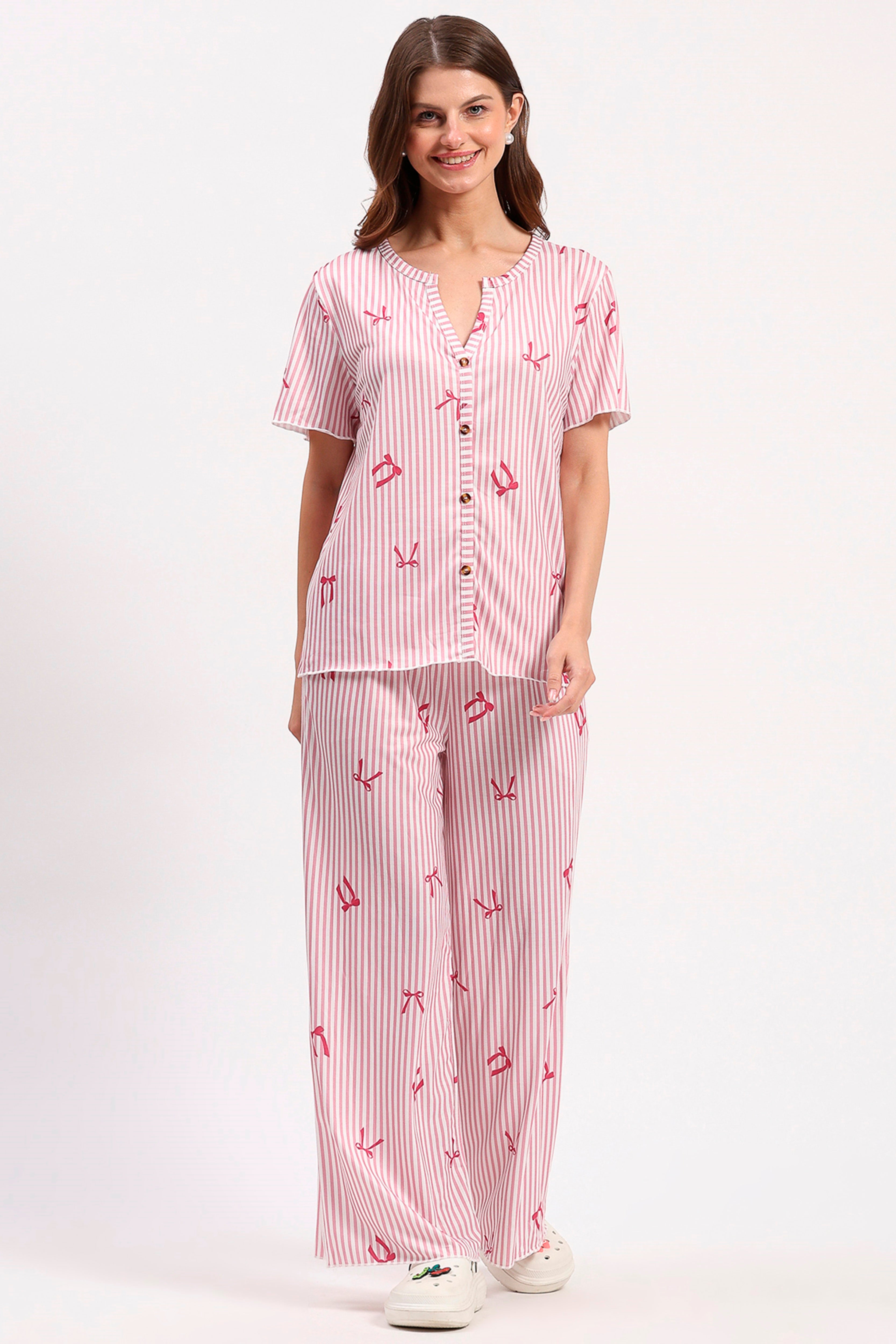 Pink Printed Nightsuit Set