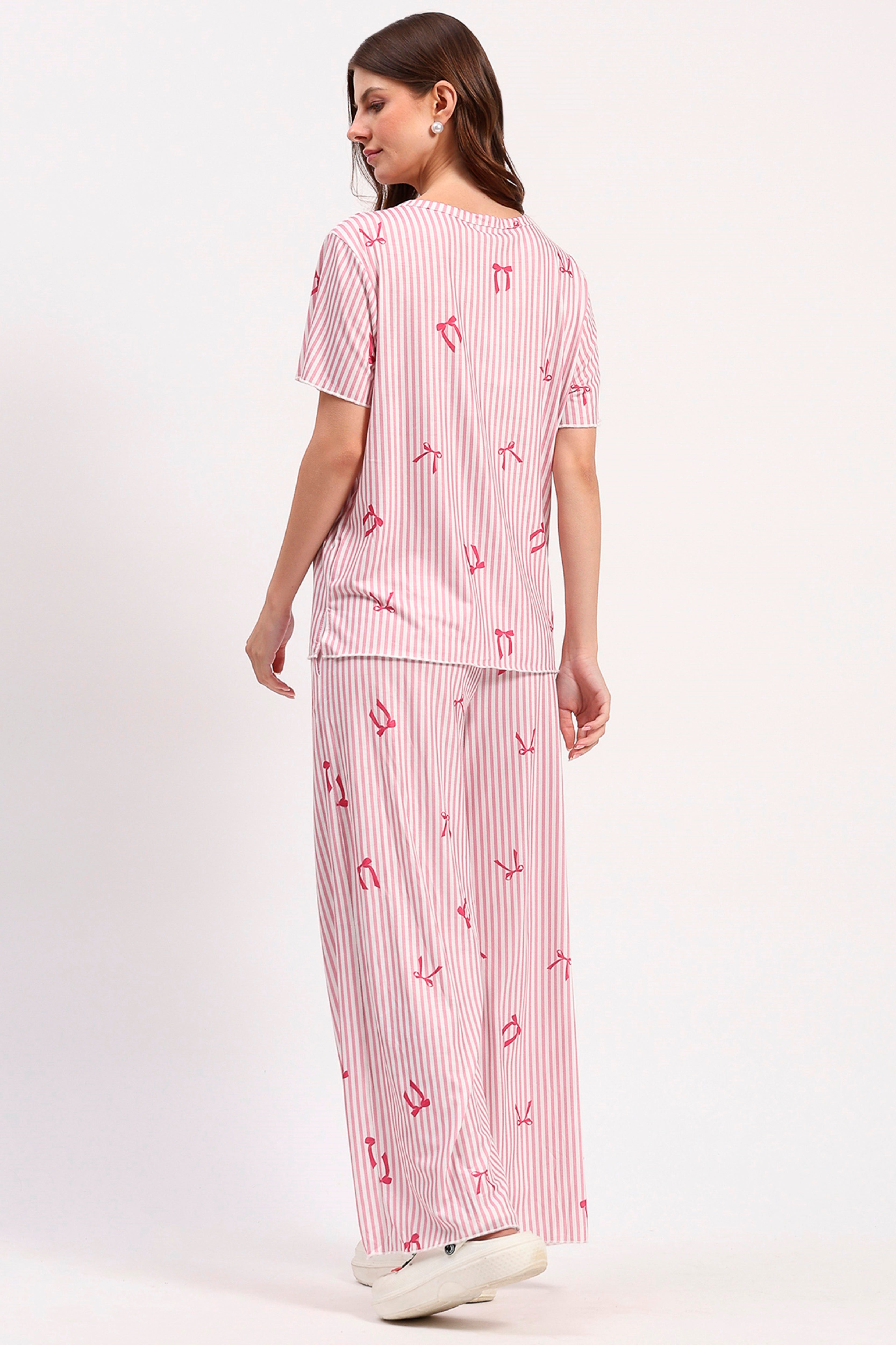 Pink Printed Nightsuit Set