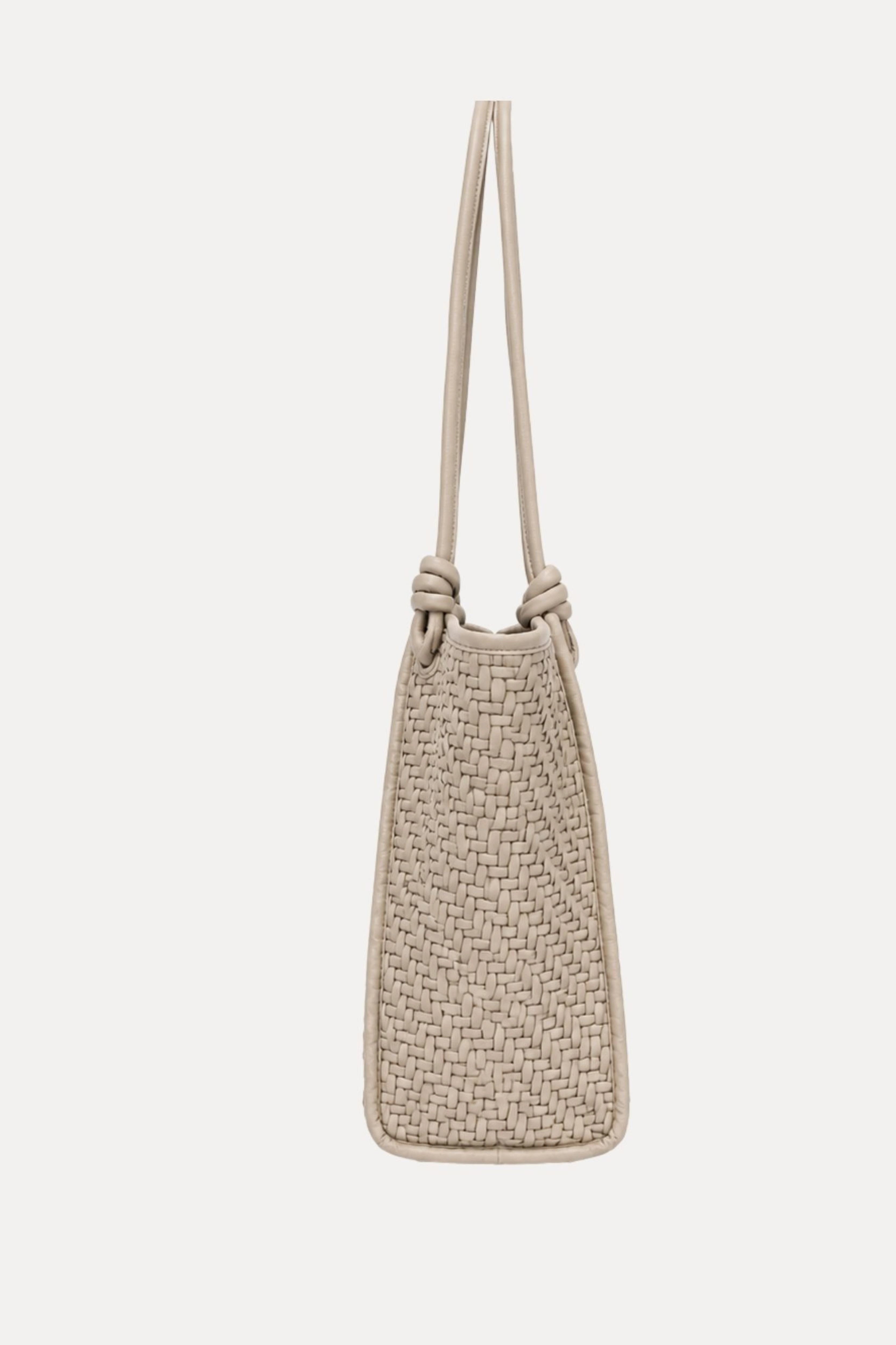 Cream Braided Shoulder Bag