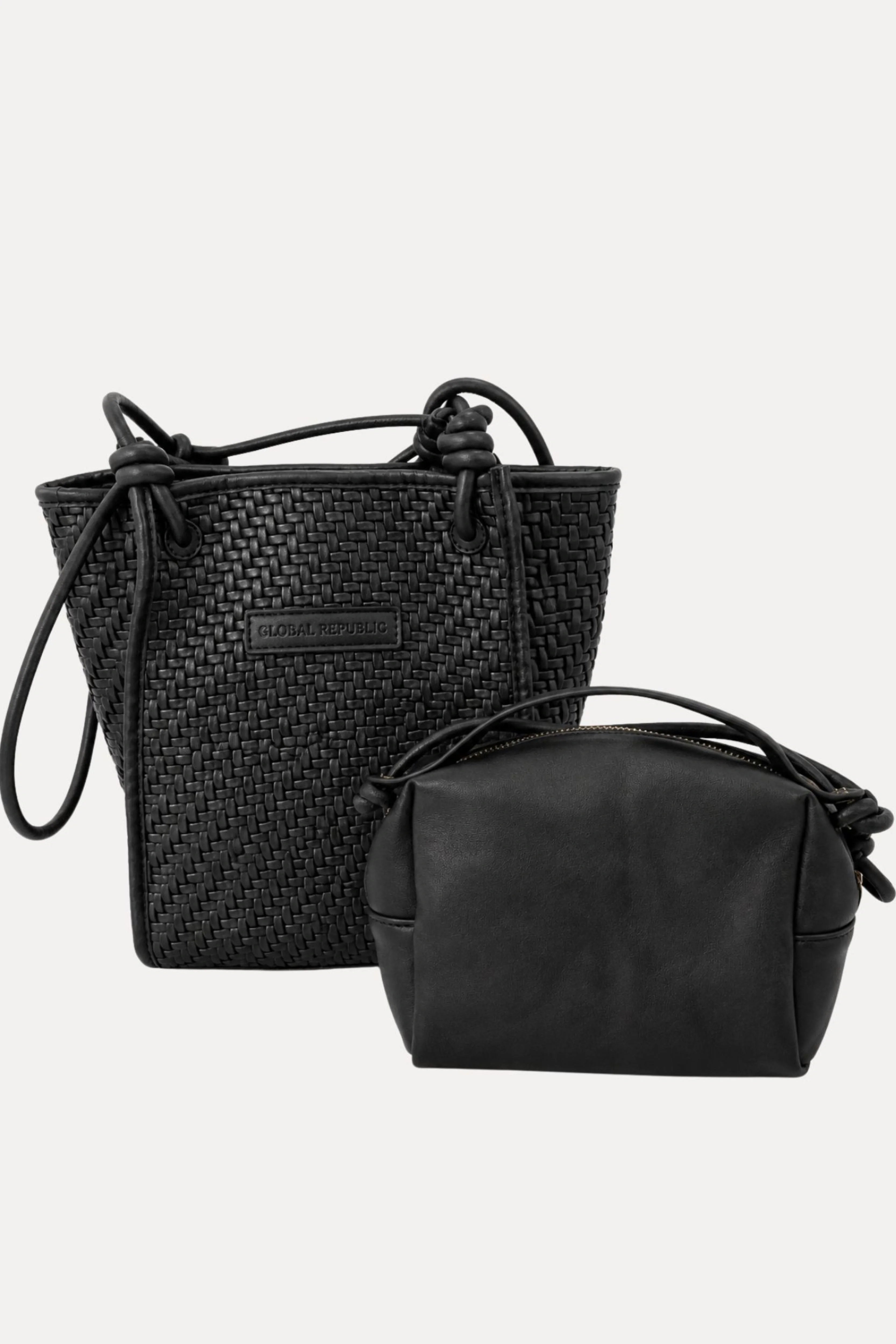 Midnight Black Braided Shoulder Bag-Global Republic