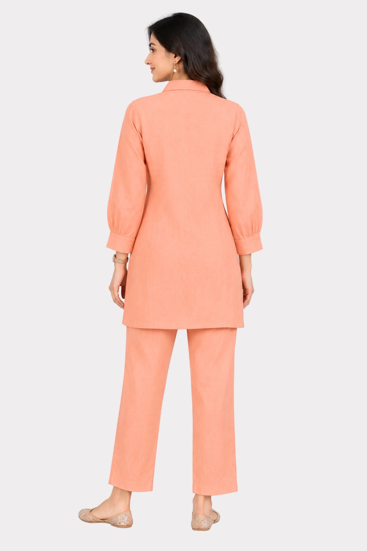 Peach 3D Floral Embellished Co-ord Set-Global Republic