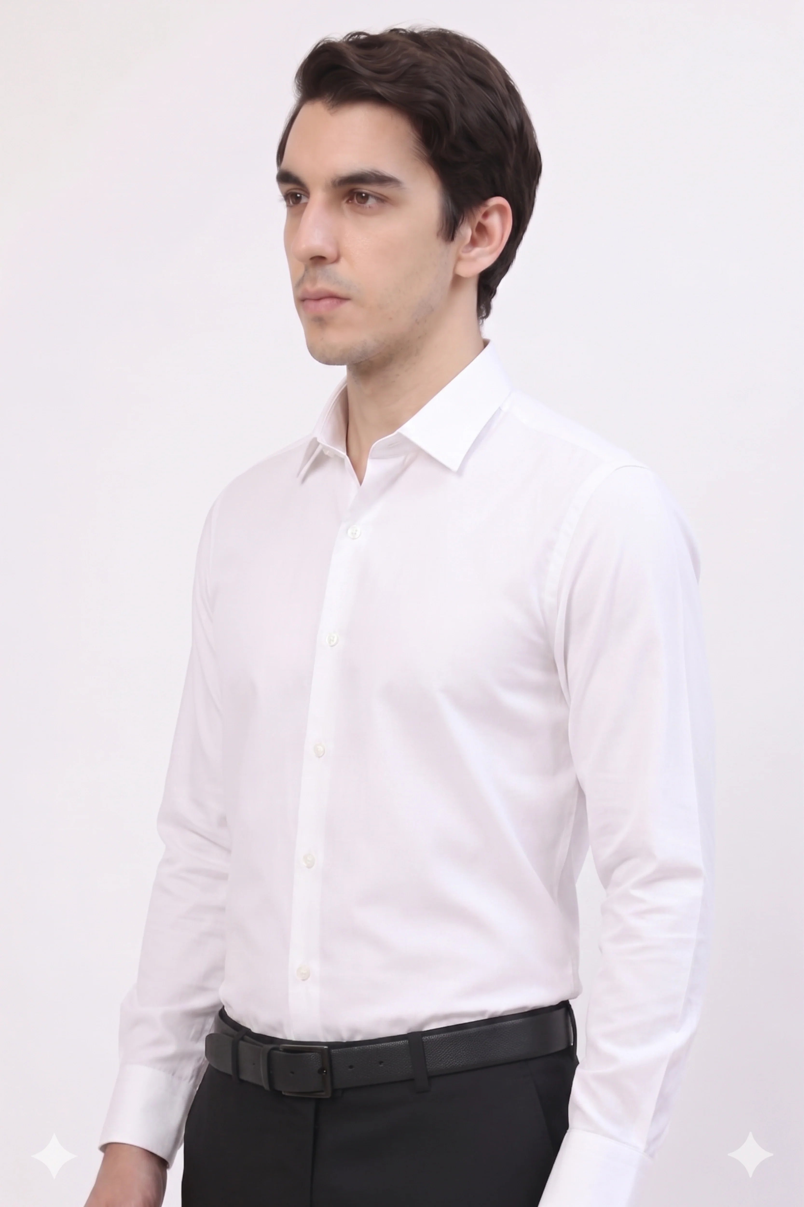 White Cotton Blend Casual Shirt-Global Republic