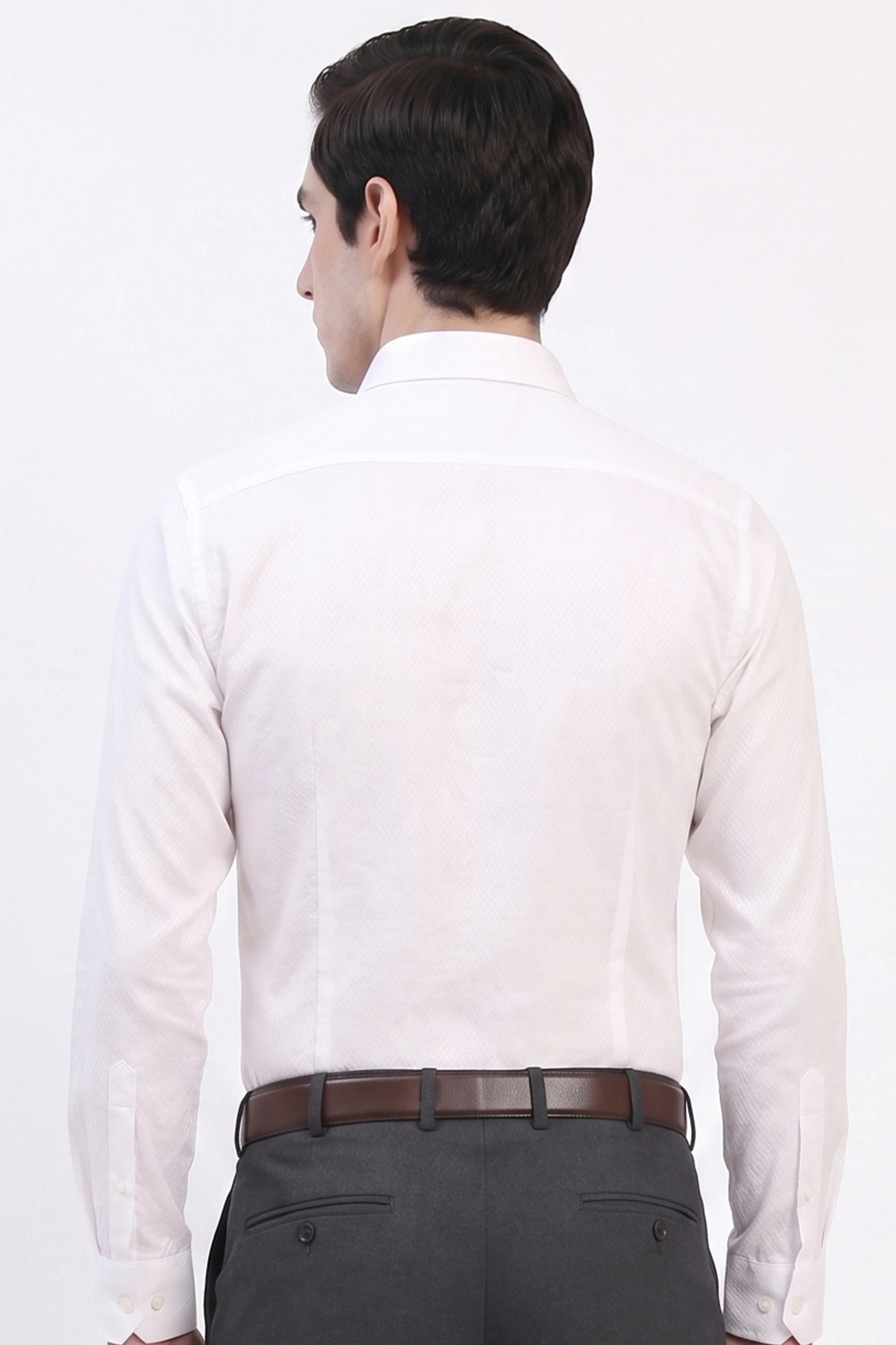 White Cotton Blend Casual Shirt-Global Republic