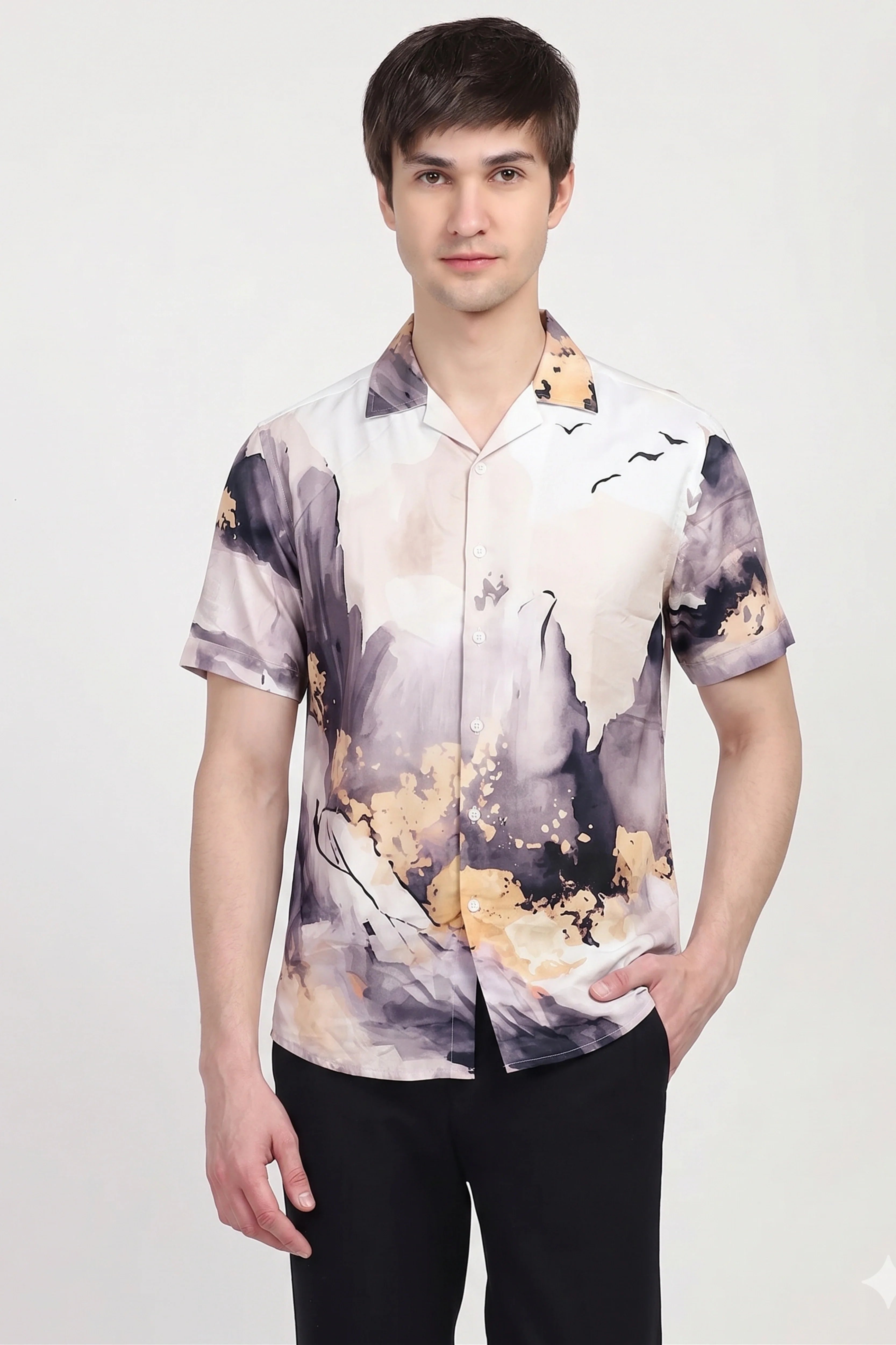 Rayon Abstract Print Shirt-Global Republic
