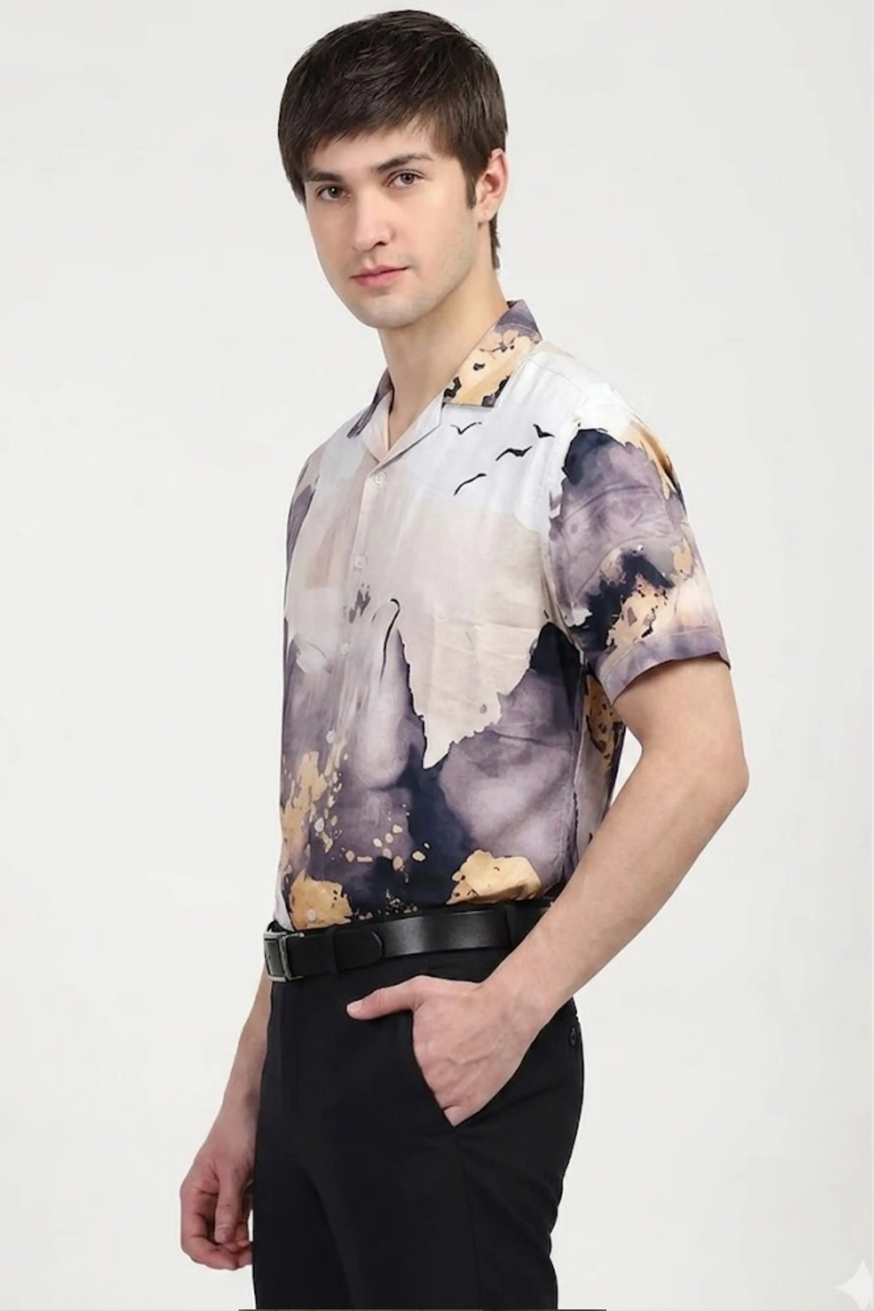 Rayon Abstract Print Shirt-Global Republic