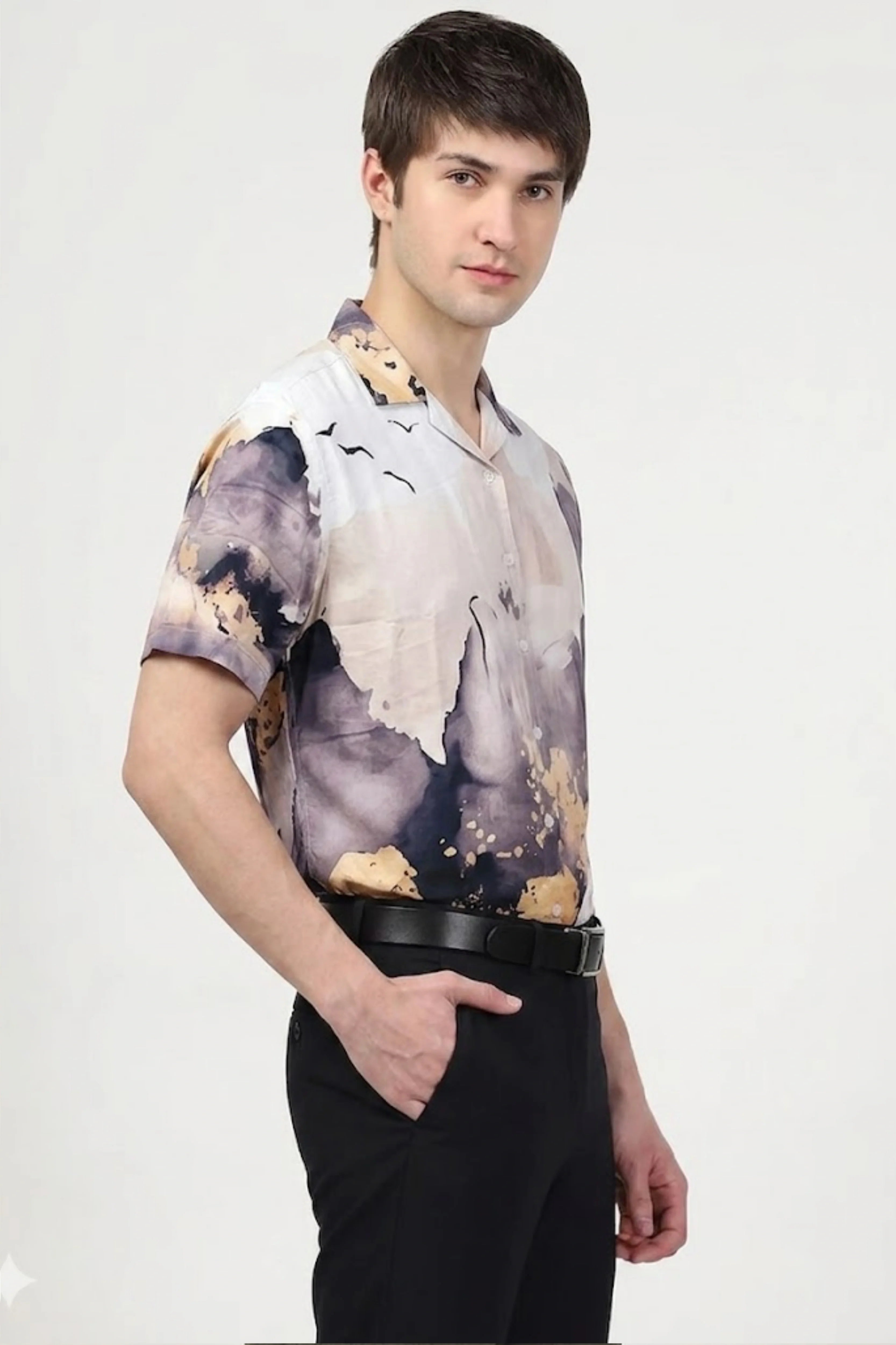 Rayon Abstract Print Shirt-Global Republic