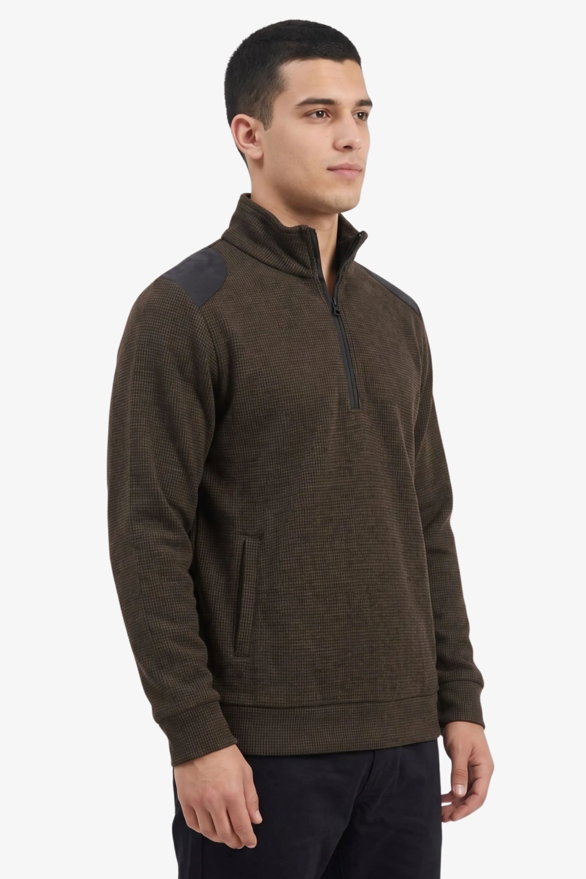 Brown Half-Zip Sweatshirt-Global Republic