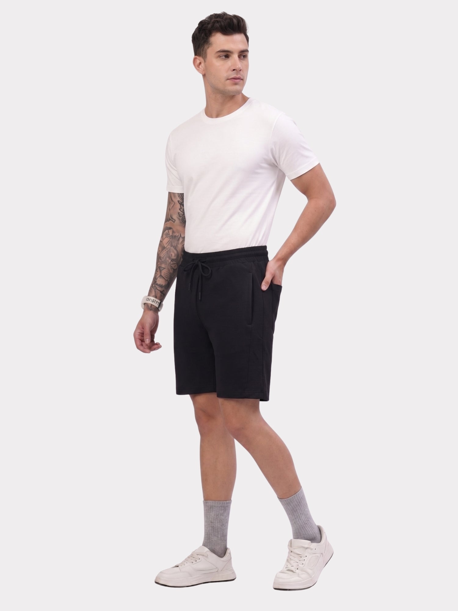 Black Casual Shorts-Global Republic