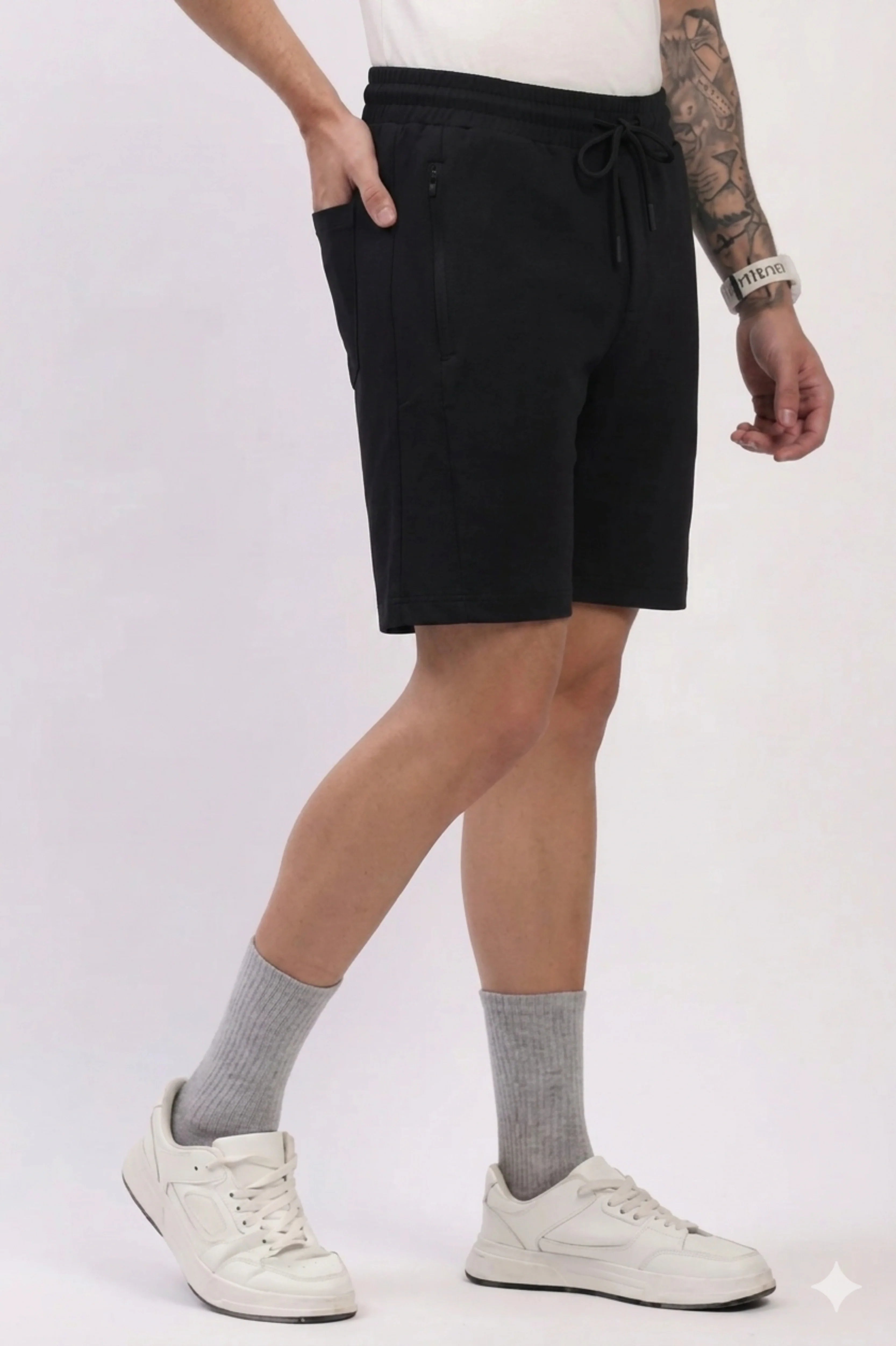 Black Casual Shorts-Global Republic